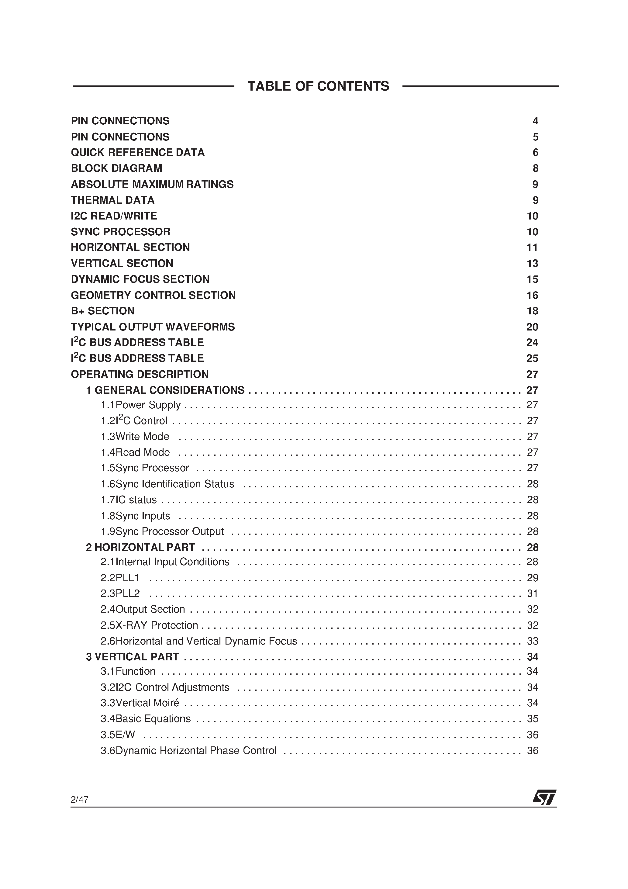 Даташит TDA9109A - LOW-COST I2C CONTROLLED DEFLECTION PROCESSOR FOR MULTISYNC MONITOR страница 2