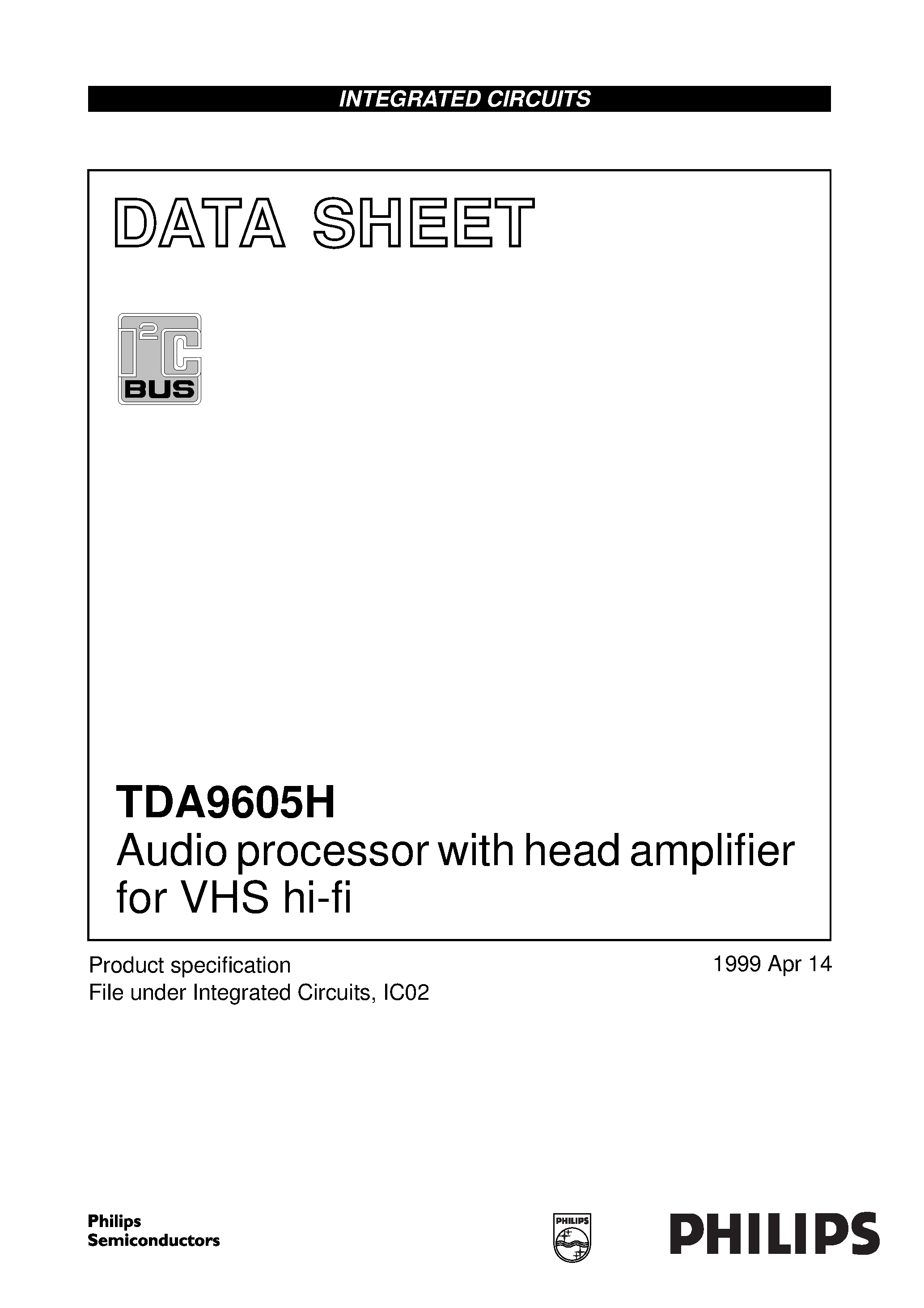 Datasheet TDA9605H page 1 Datasheet TDA9605H - Audio processor with head amplifier for VHS hi-fi page 1