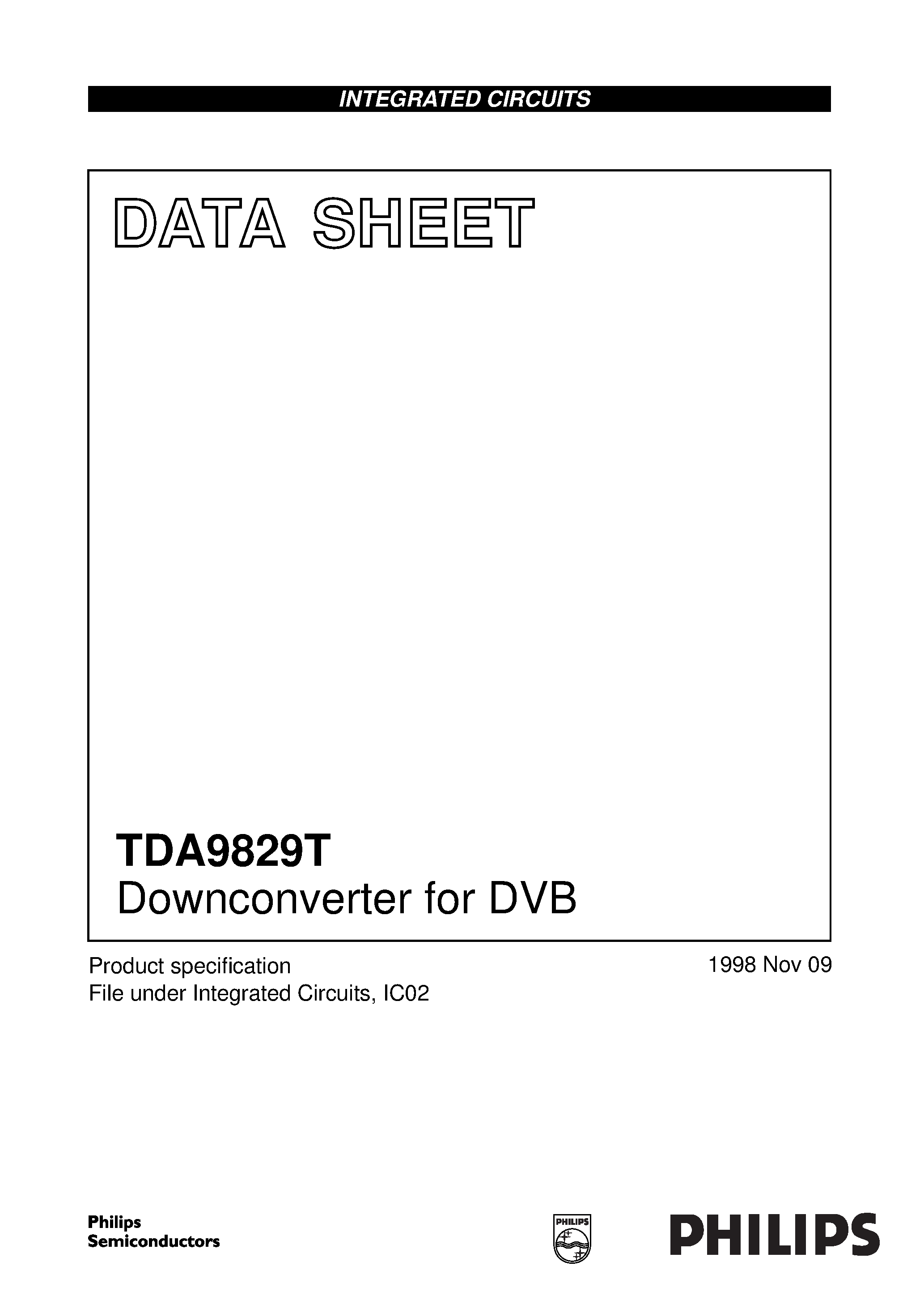 Datasheet TDA9829T - Downconverter for DVB page 1