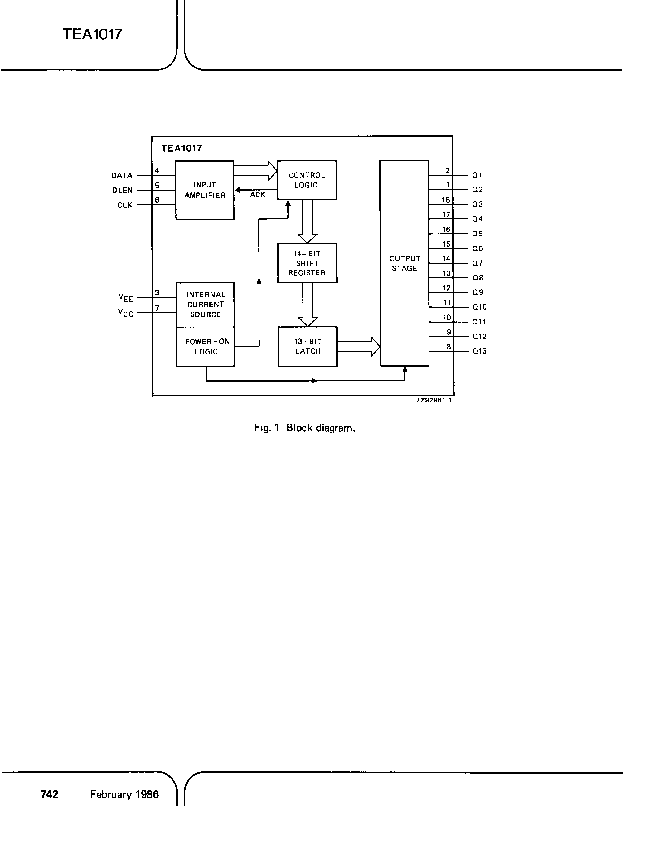 Datasheet TEA1017 page 2 Datasheet TEA1017 - 13 BIT SERIES PARALLEL CONVERTER page 2