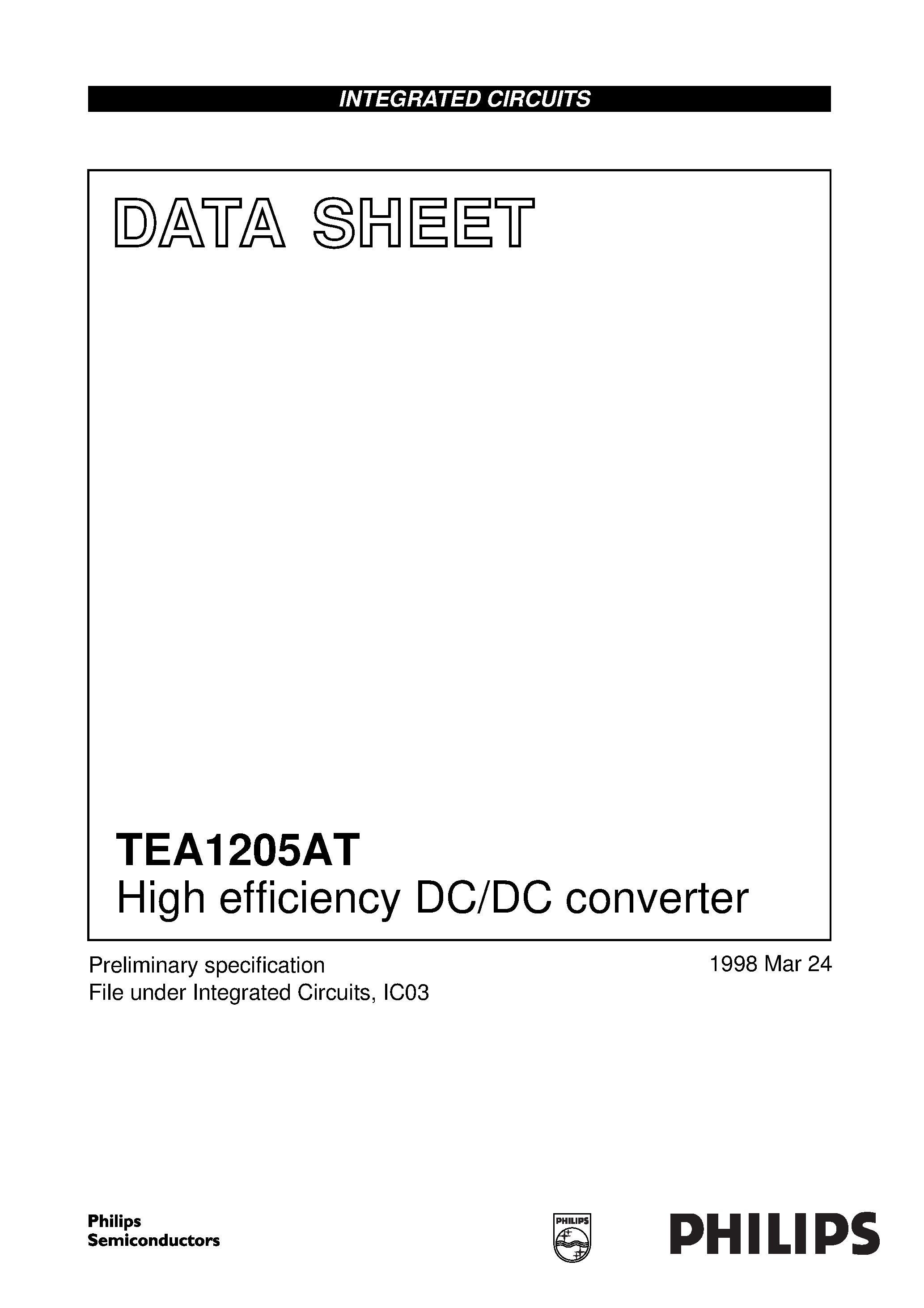 Даташит TEA1205AT - High efficiency DC/DC converter страница 1