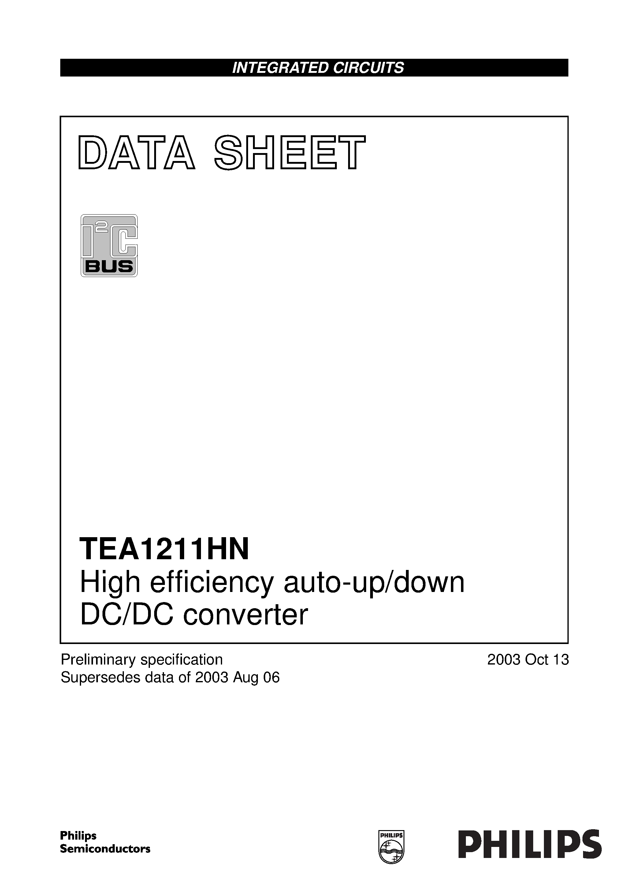 Даташит TEA1211HN - High efficiency auto-up/down DC/DC converter страница 1