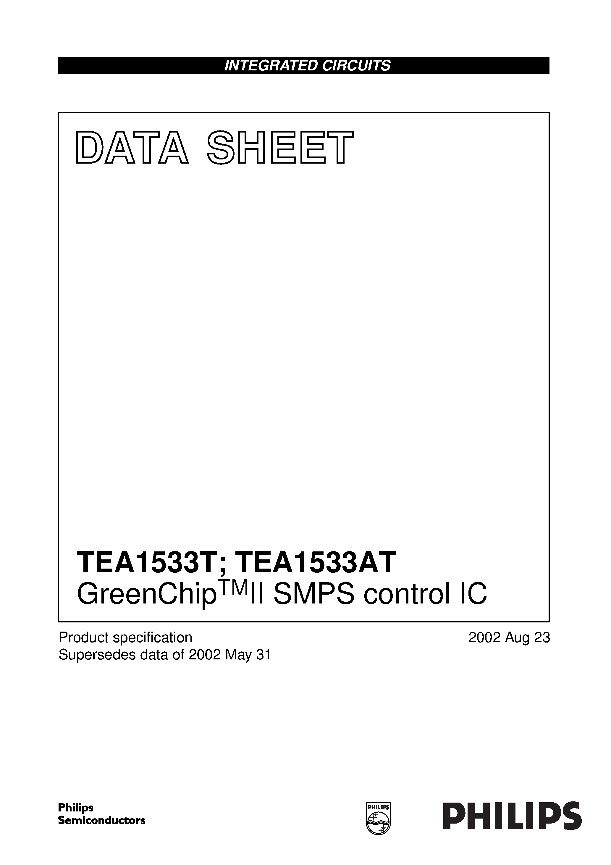 Datasheet TEA1533AT - GreenChipTMII SMPS control IC page 1