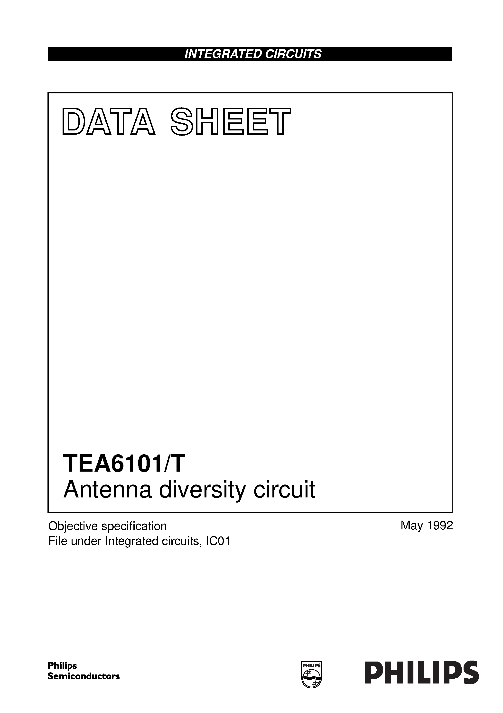 Даташит TEA6101T - Antenna diversity circuit страница 1