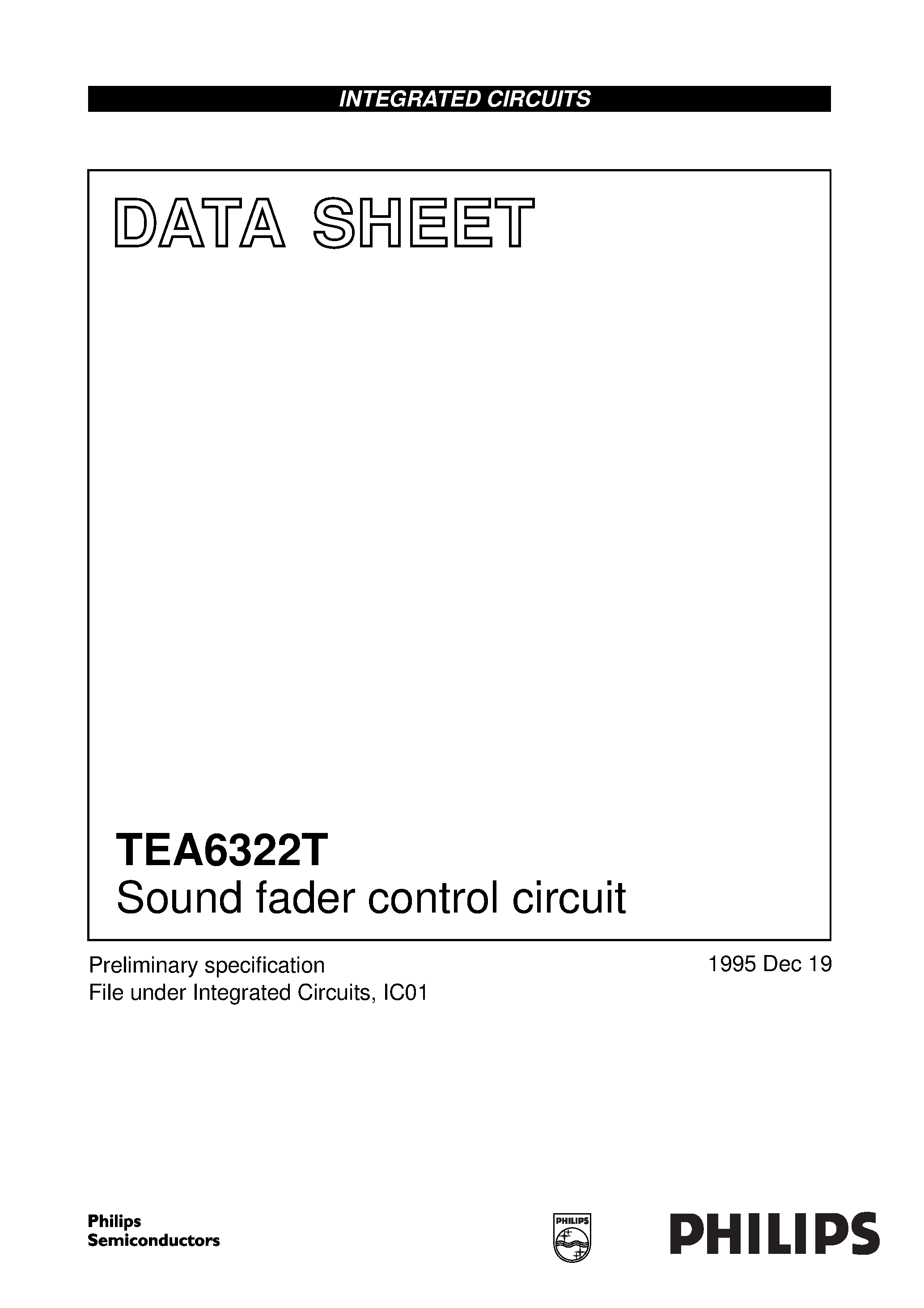 Даташит TEA6322T - Sound fader control circuit страница 1