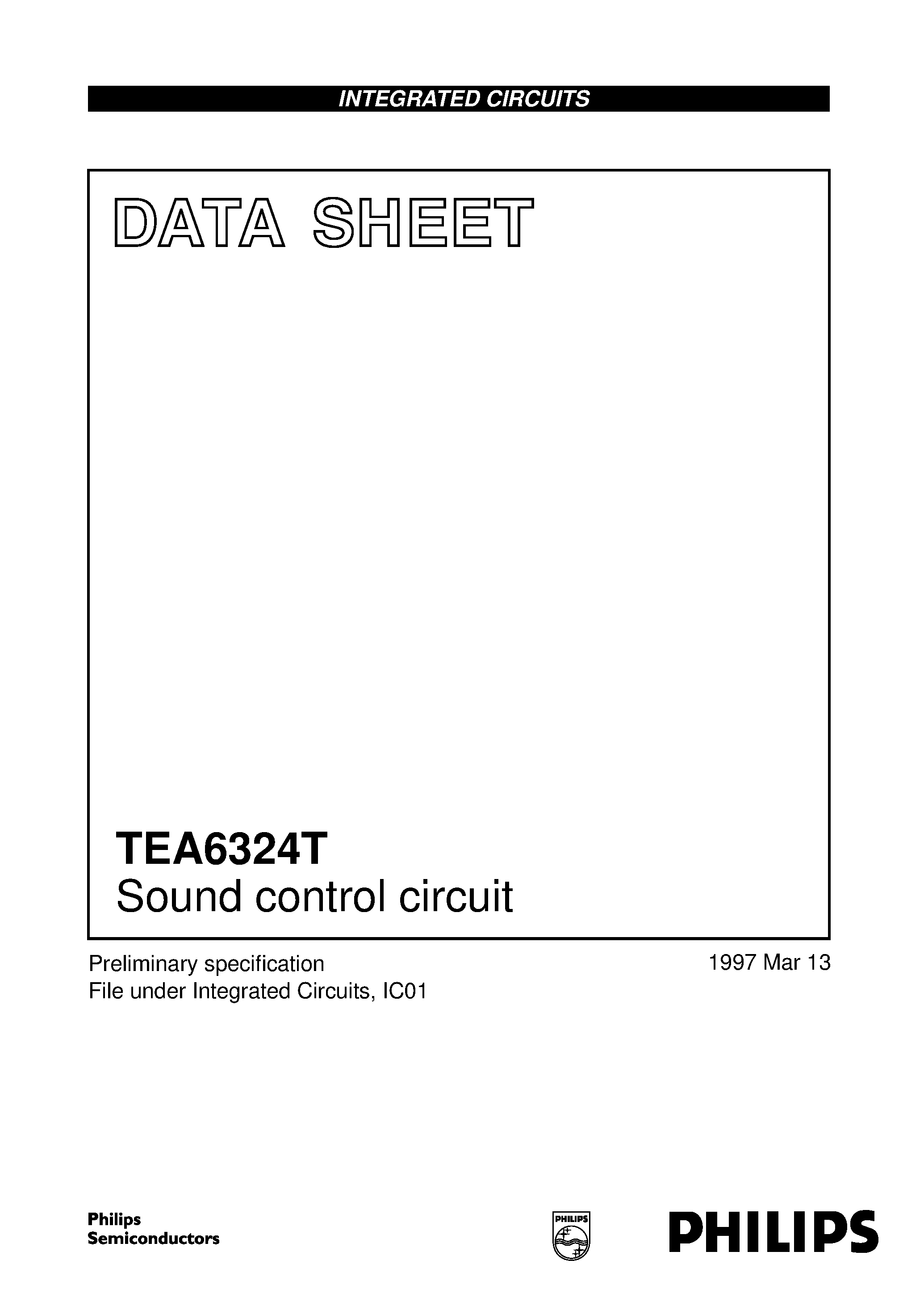 Datasheet TEA6324T - Sound control circuit page 1