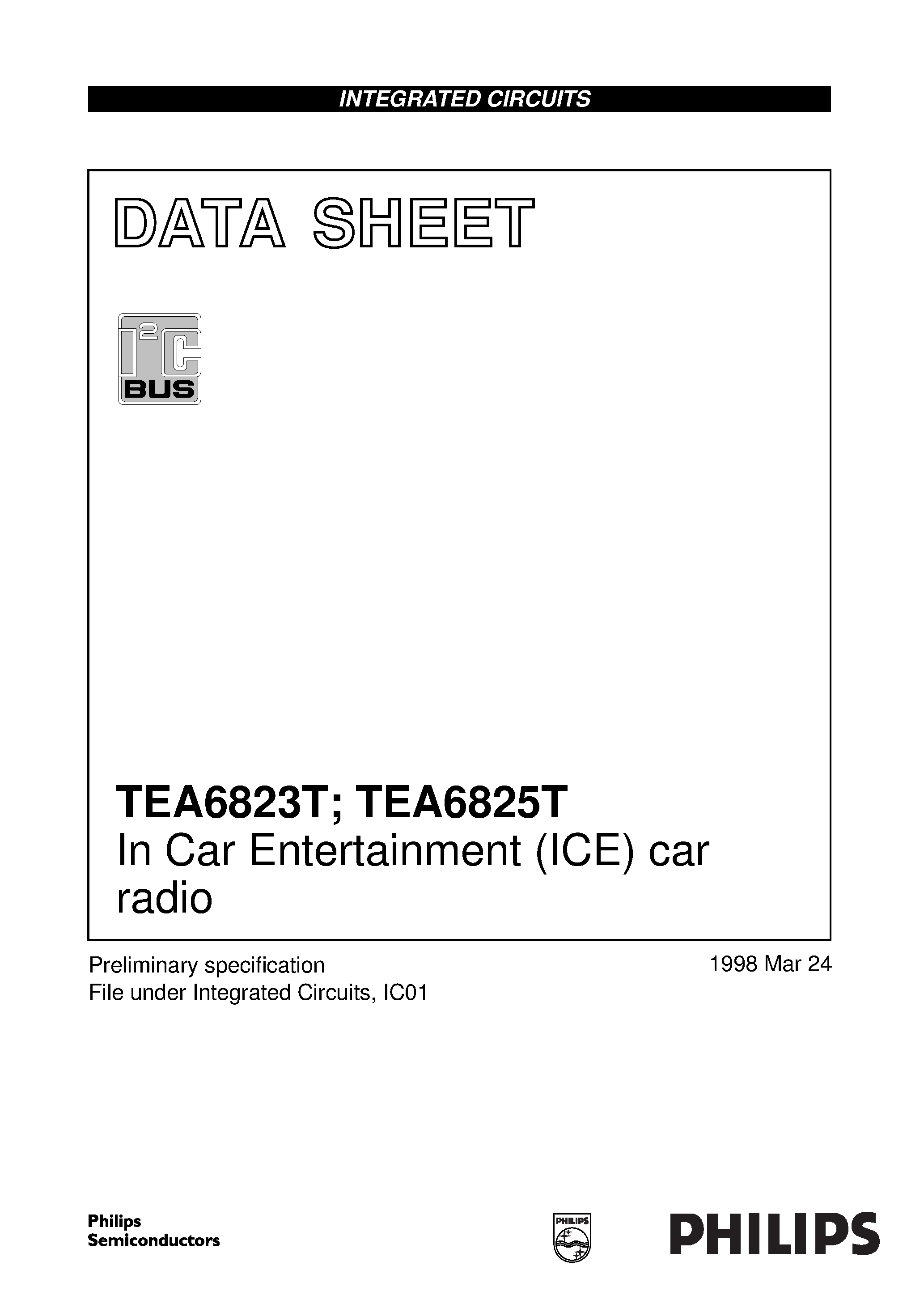 Даташит TEA6825 - In Car Entertainment ICE car radio страница 1