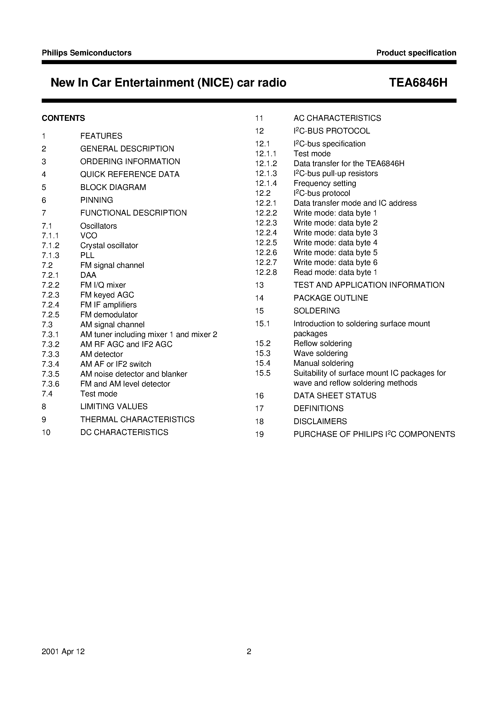 Datasheet TEA6846H - New In Car Entertainment NICE car radio page 2