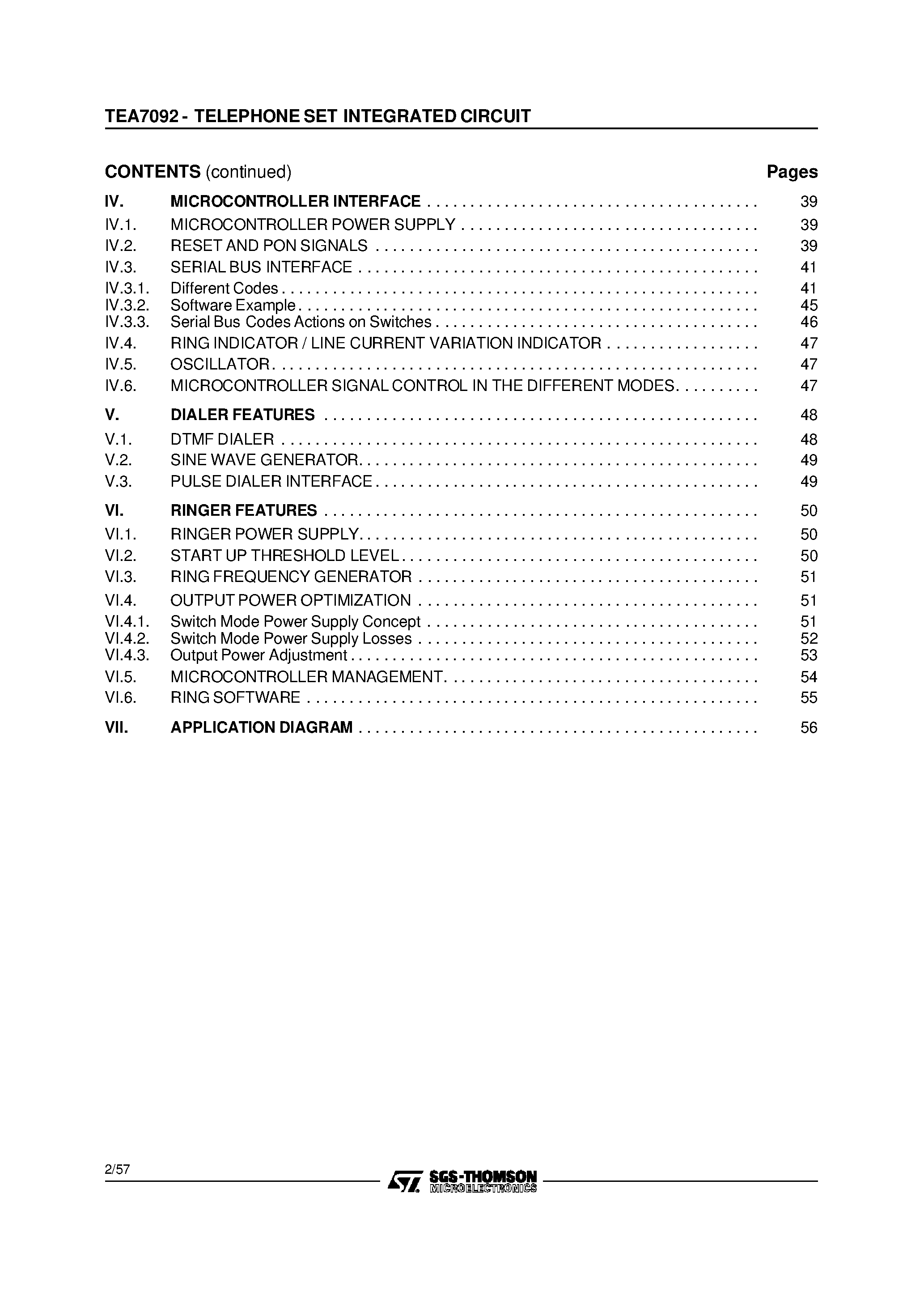 Datasheet TEA7092 - TELEPHONE SET INTEGRATED CIRCUIT page 2