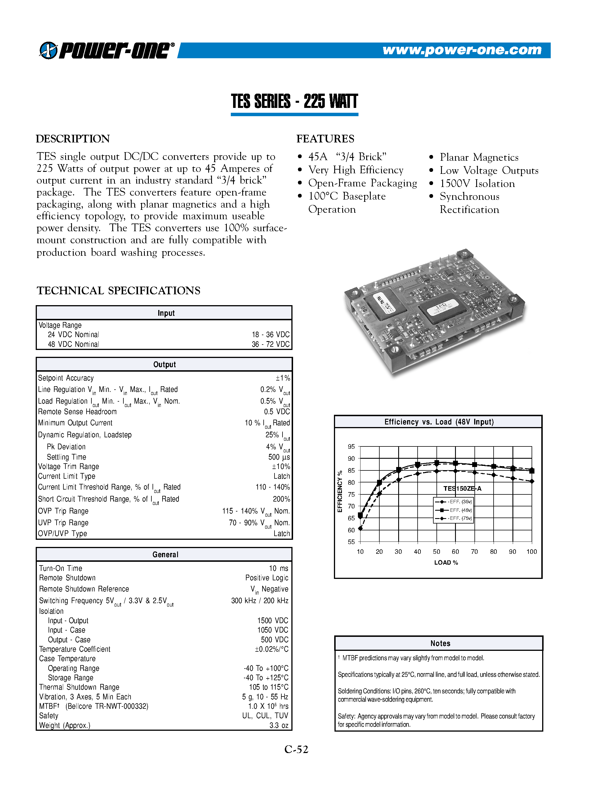 Datasheet TES113YD-A - Very High Efficiency page 1