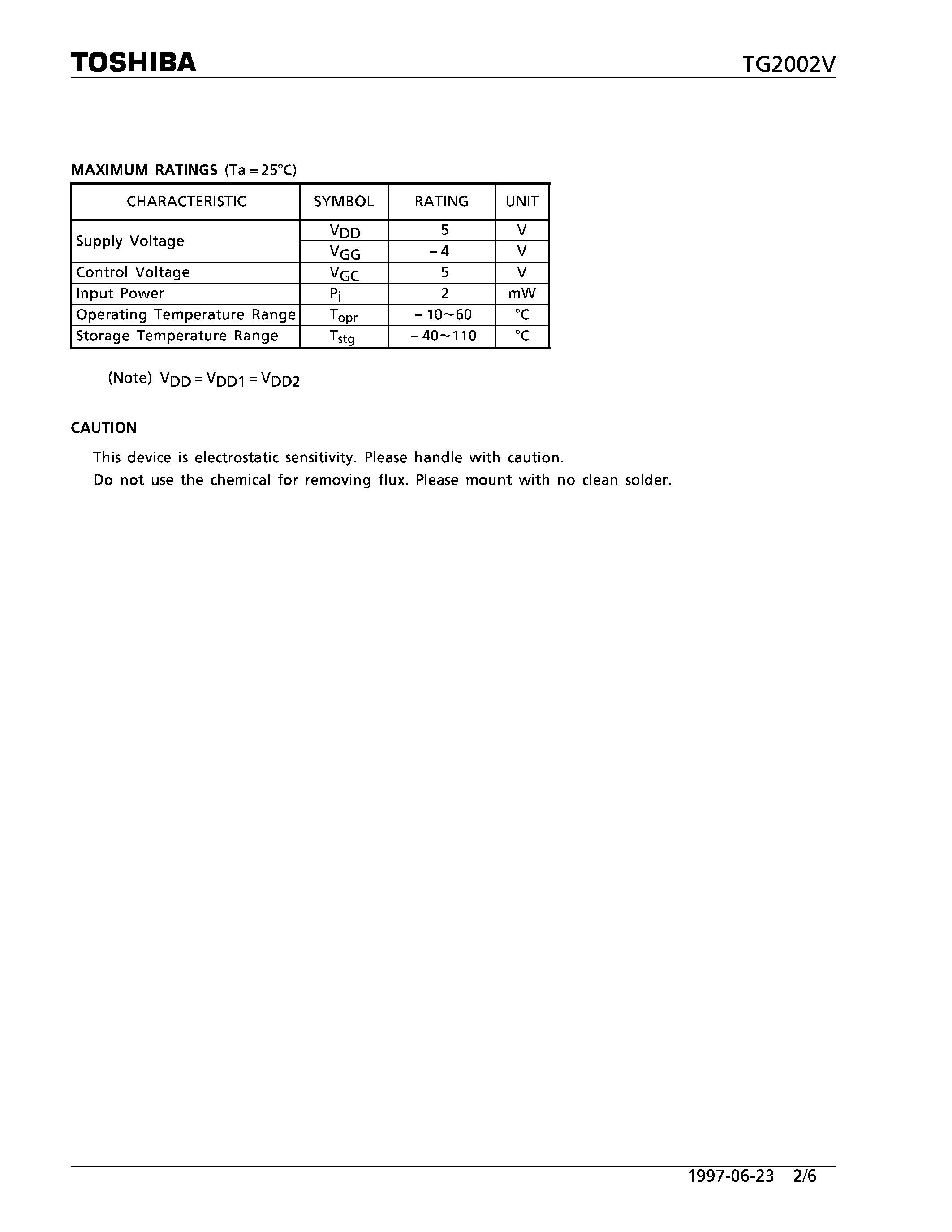Datasheet TG2002V page 2 Datasheet TG2002V - 1.9GHz BAND POWER AMPLIFIER MODULE (PHS DIGITAL CORDLESS TELEPHONE) page 2
