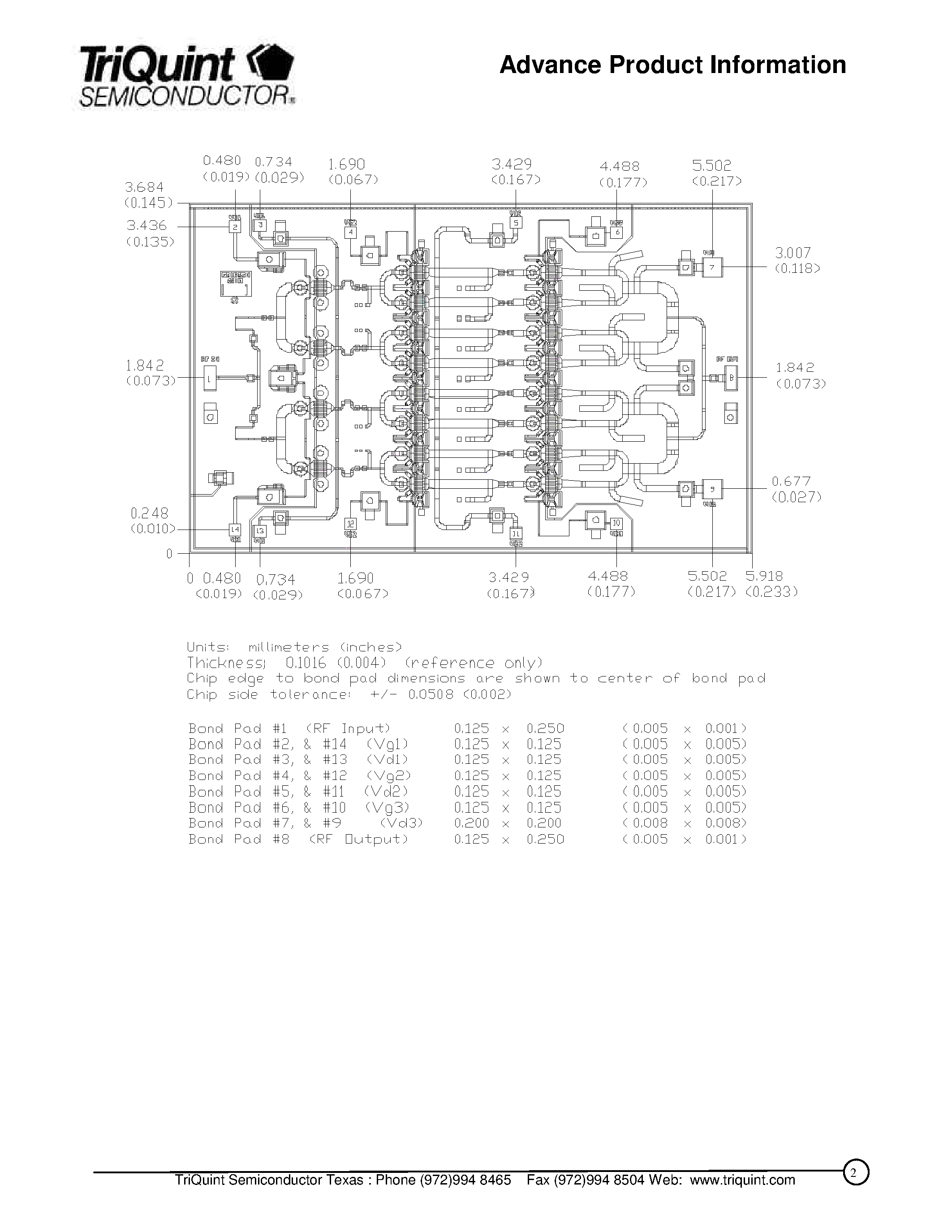 Datasheet TGA1055-EPU - Ka Band 2 Watt Power Amplifier page 2