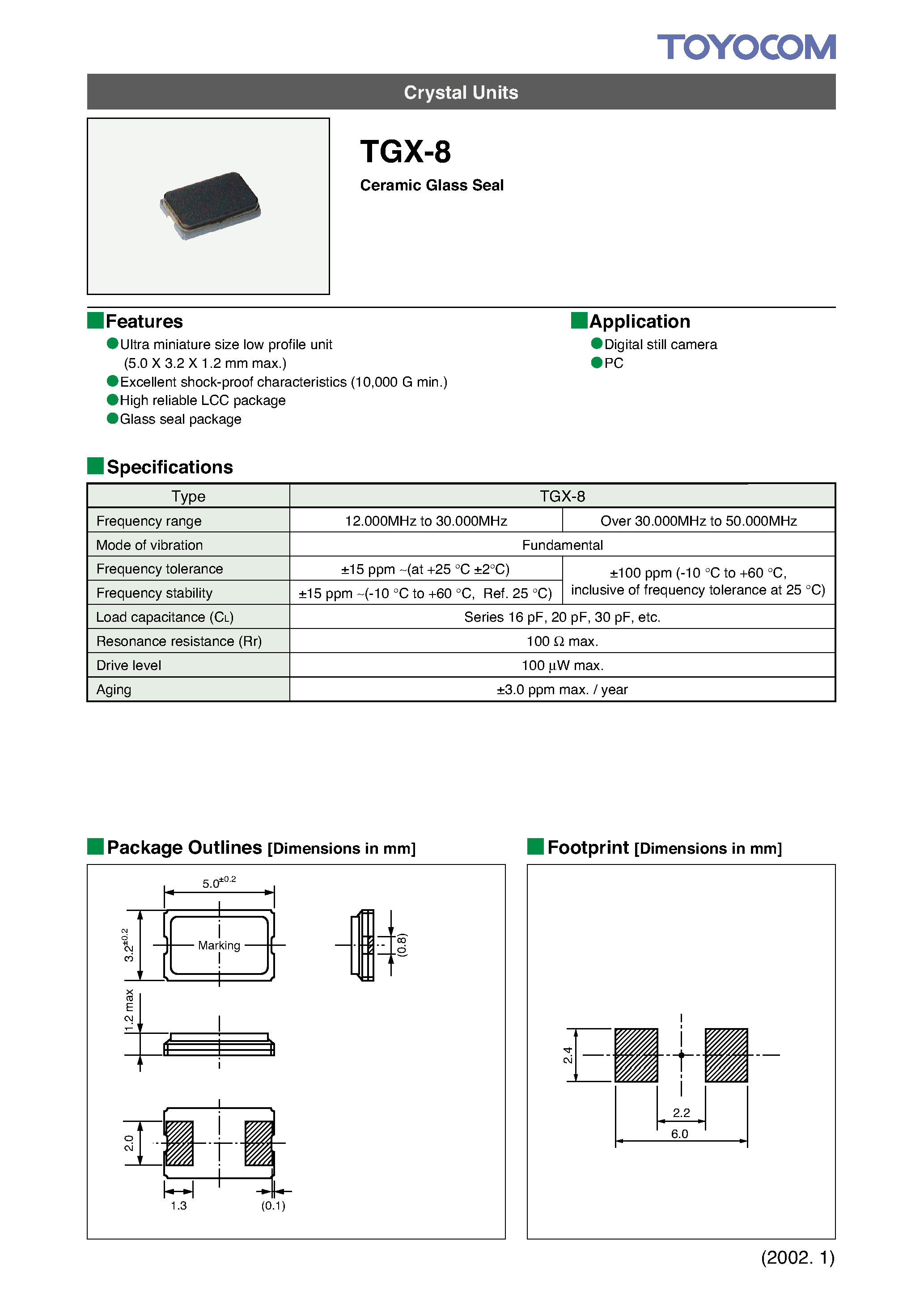 Datasheet TGX-8 - Ceramic Glass Seal page 1