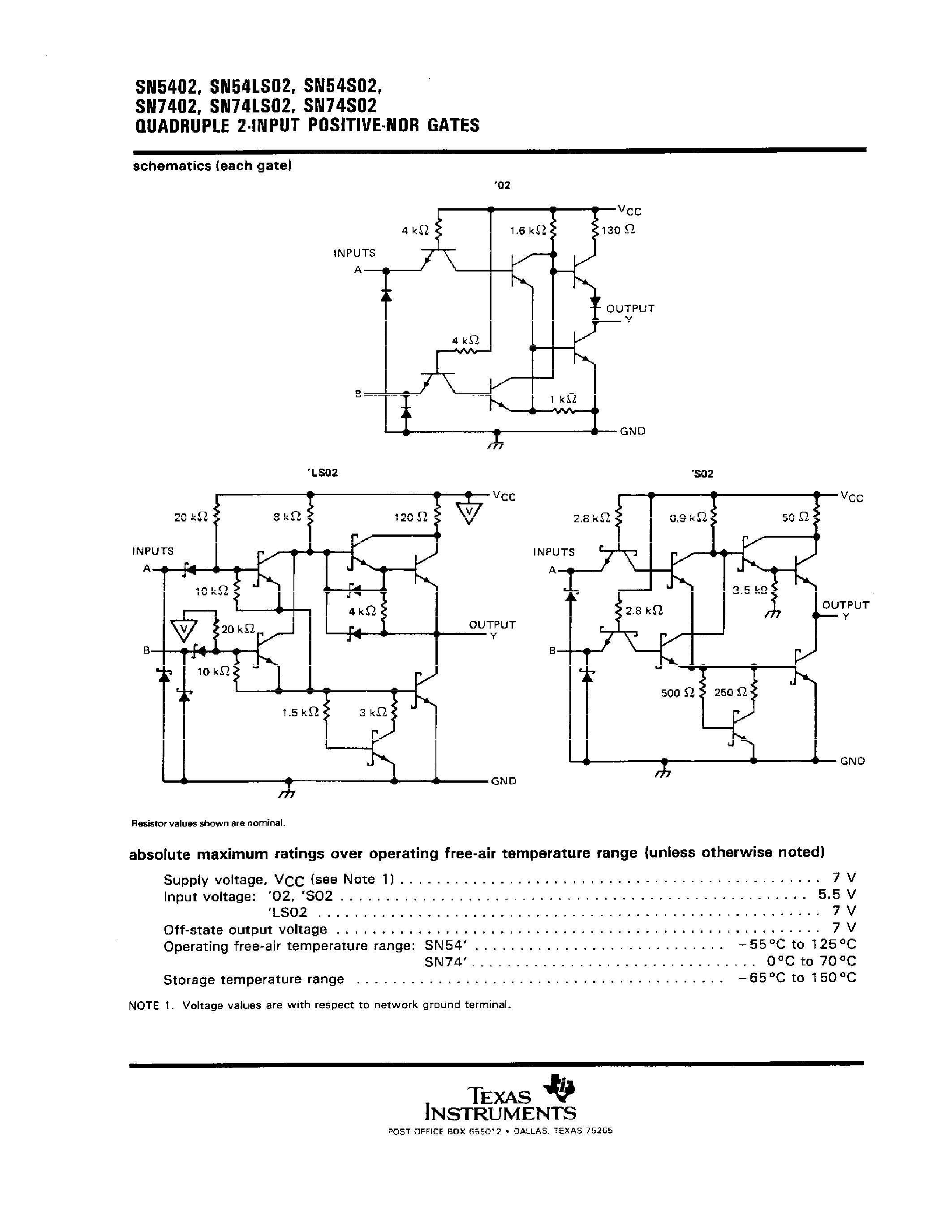 Datasheet SN54LS02J - QUAD 2-INPUT NOR GATE page 2