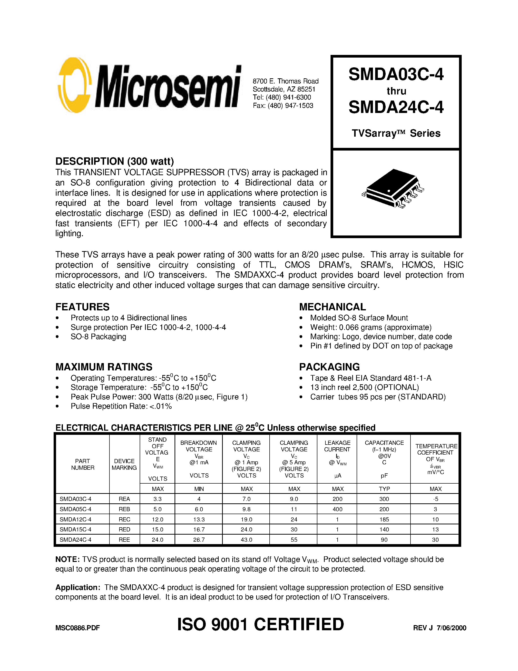 Datasheet SMDA24C-4 - TVSarray Series page 1
