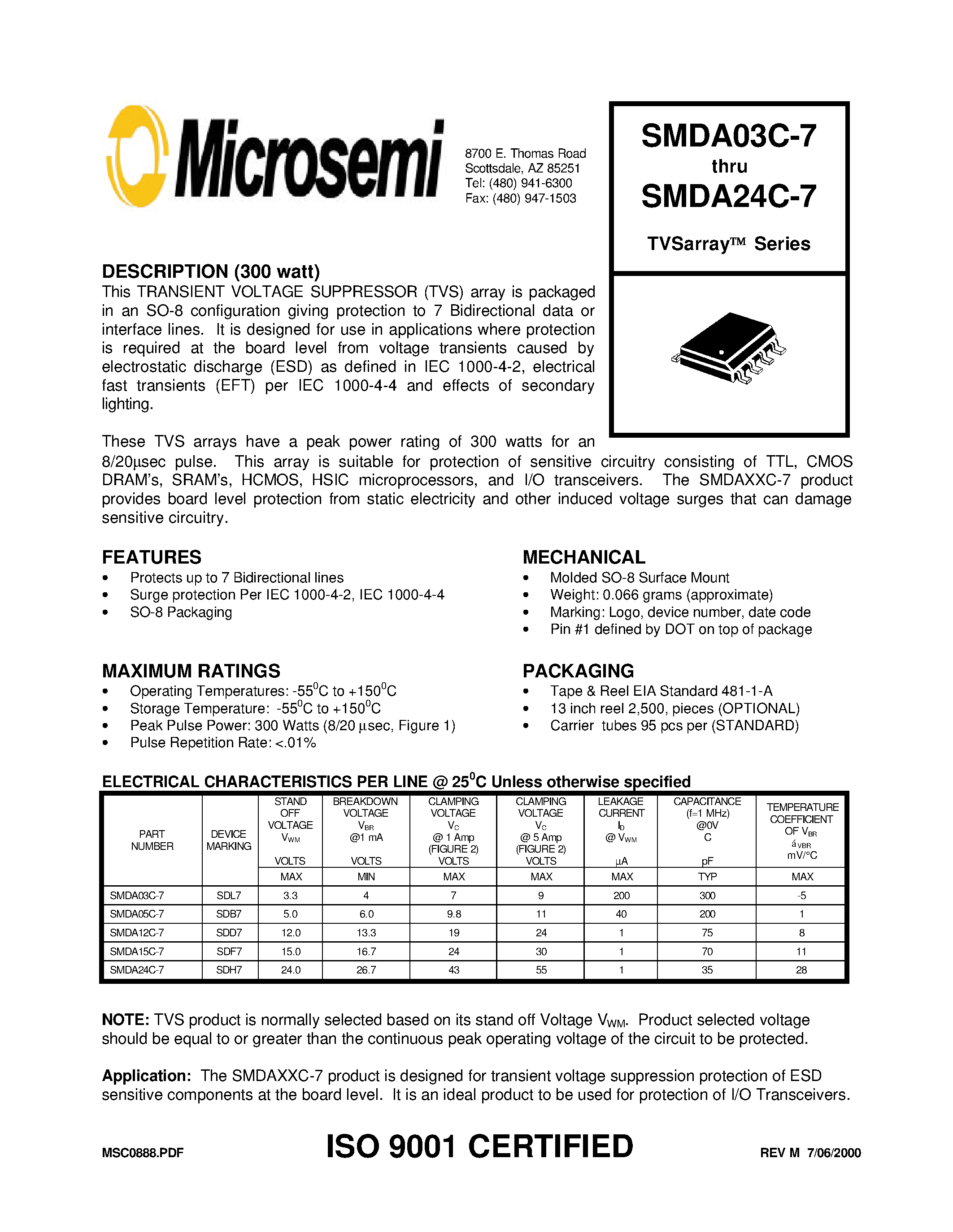 Datasheet SMDA24C-7 - TVSarray Series page 1