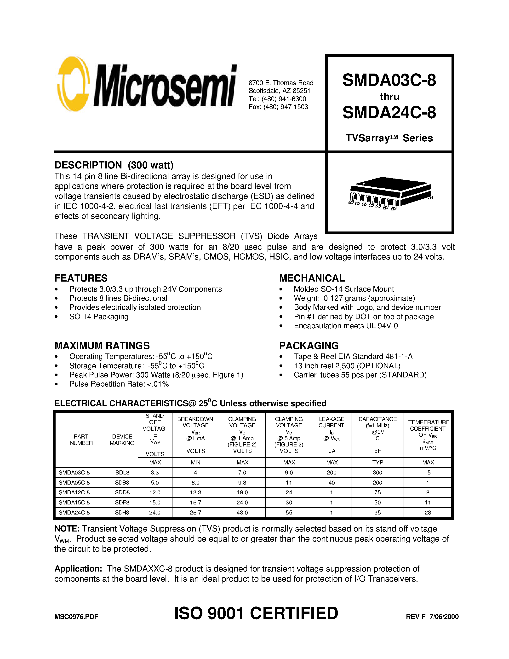 Datasheet SMDA24C-8 - TVSarray Series page 1