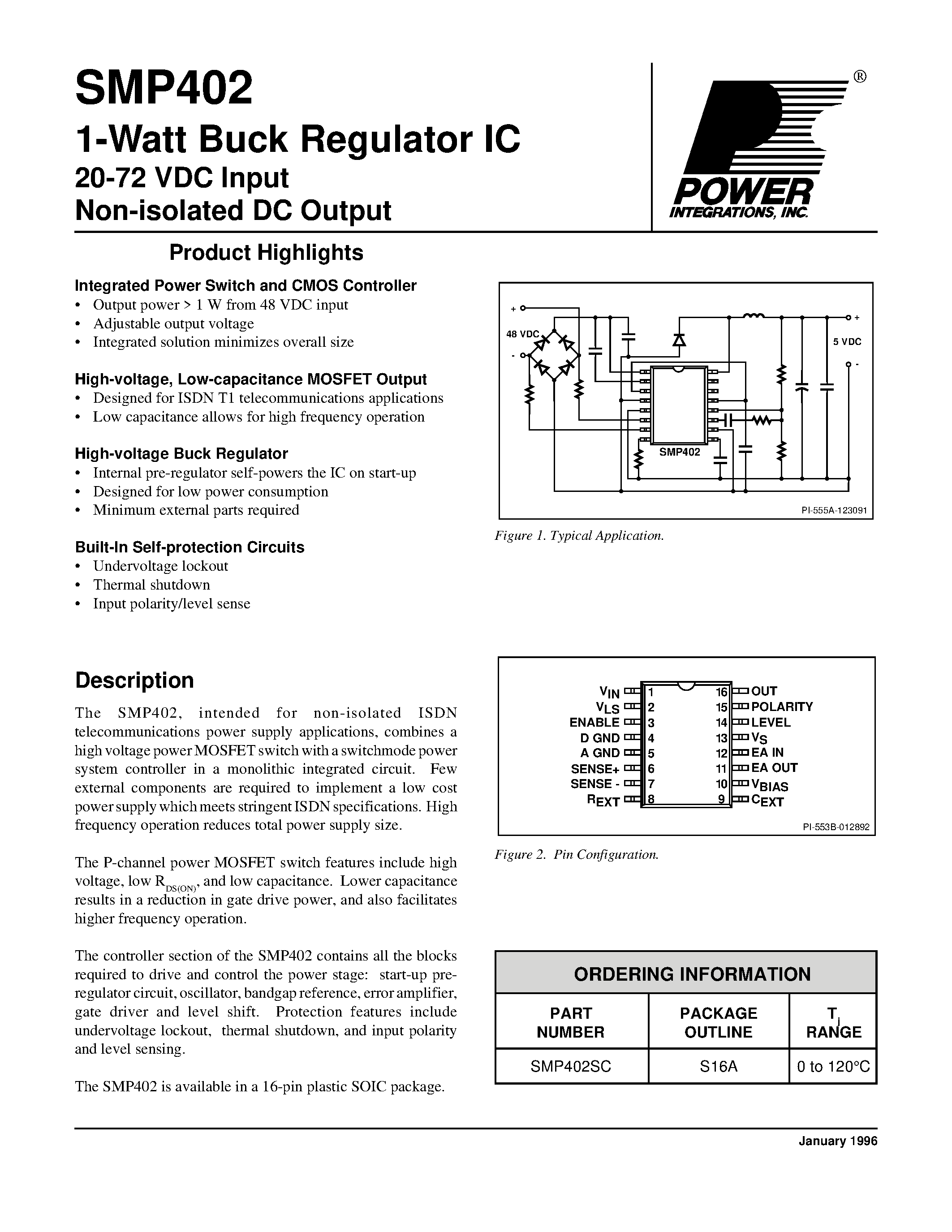 Даташит SMP402 - 20-72 VDC Input Non-isolated DC Output страница 1