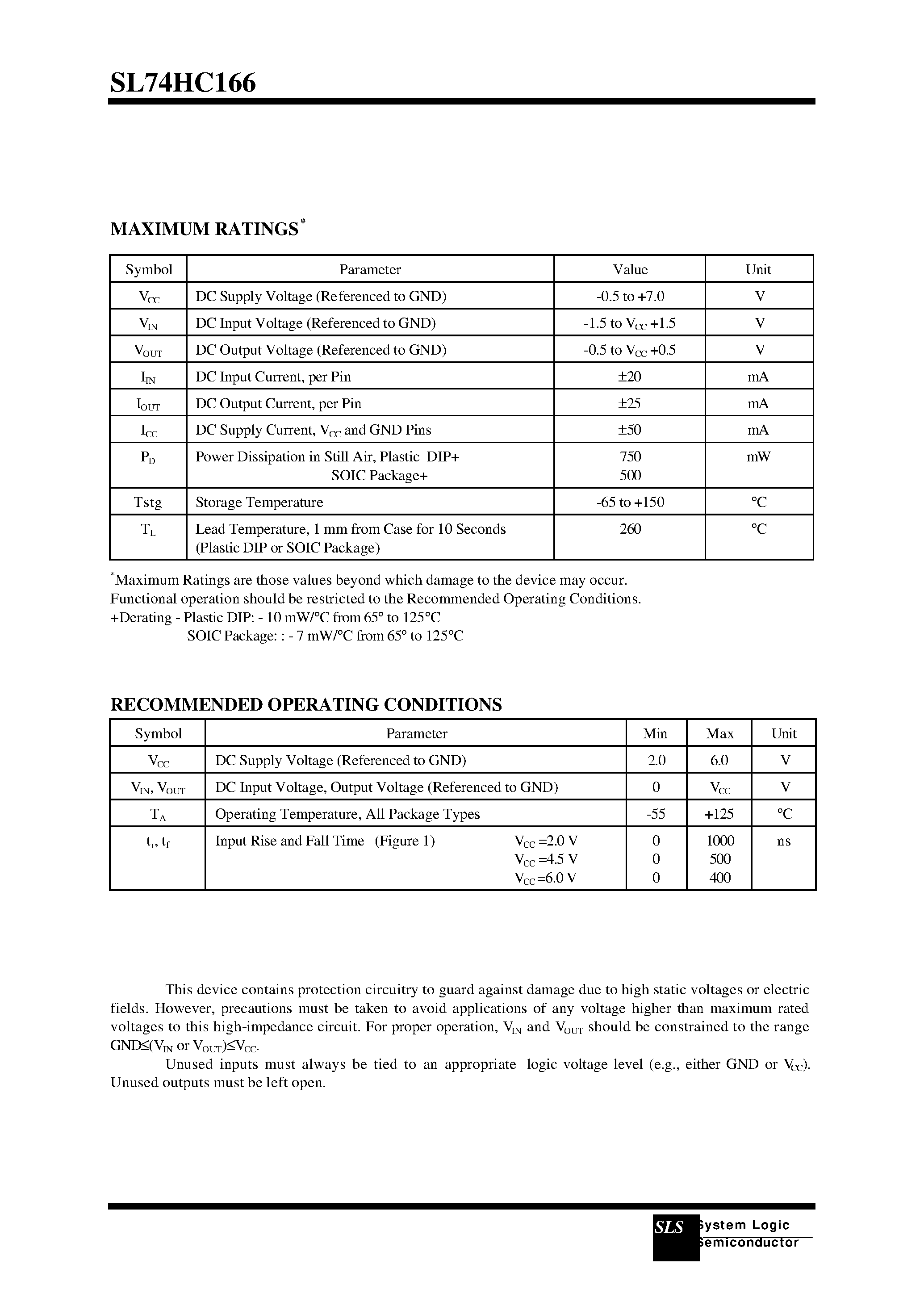 Даташит на микросхему SL74HC166N страница 2 Даташит SL74HC166N - 8-Bit Serial or Parallel-Input/ Serial-Output Shift Register страница 2