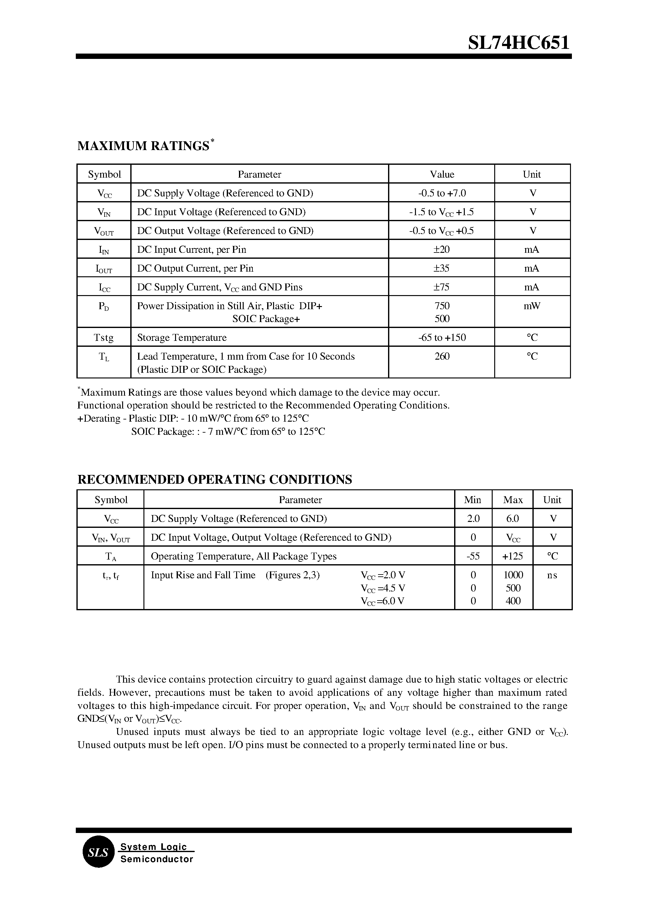 Даташит SL74HC651 - Octal 3-State Bus Transceivers and D Flip-Flops(High-Performance Silicon-Gate CMOS) страница 2
