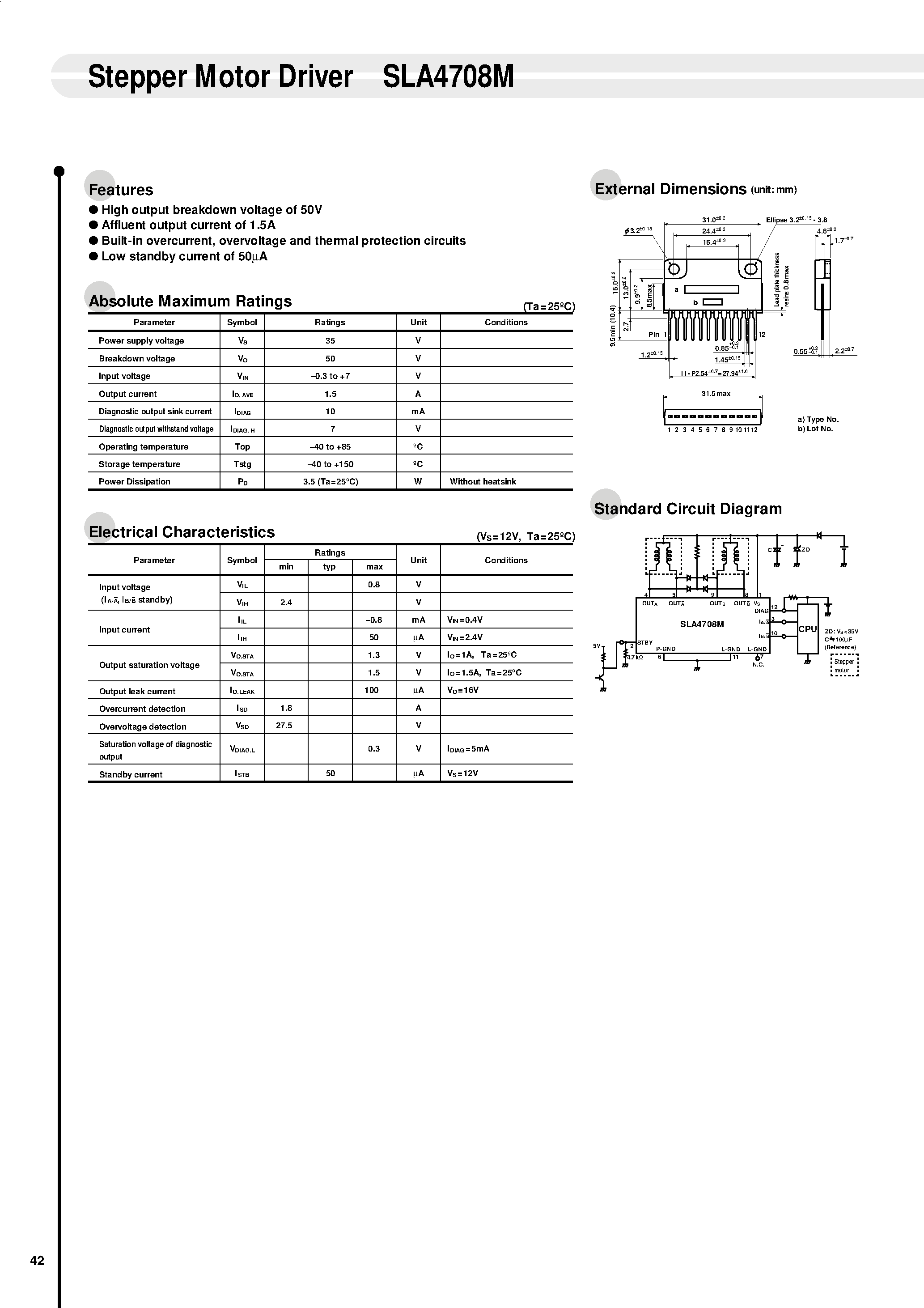 Даташит SLA4708 - Stepper Motor Driver страница 1