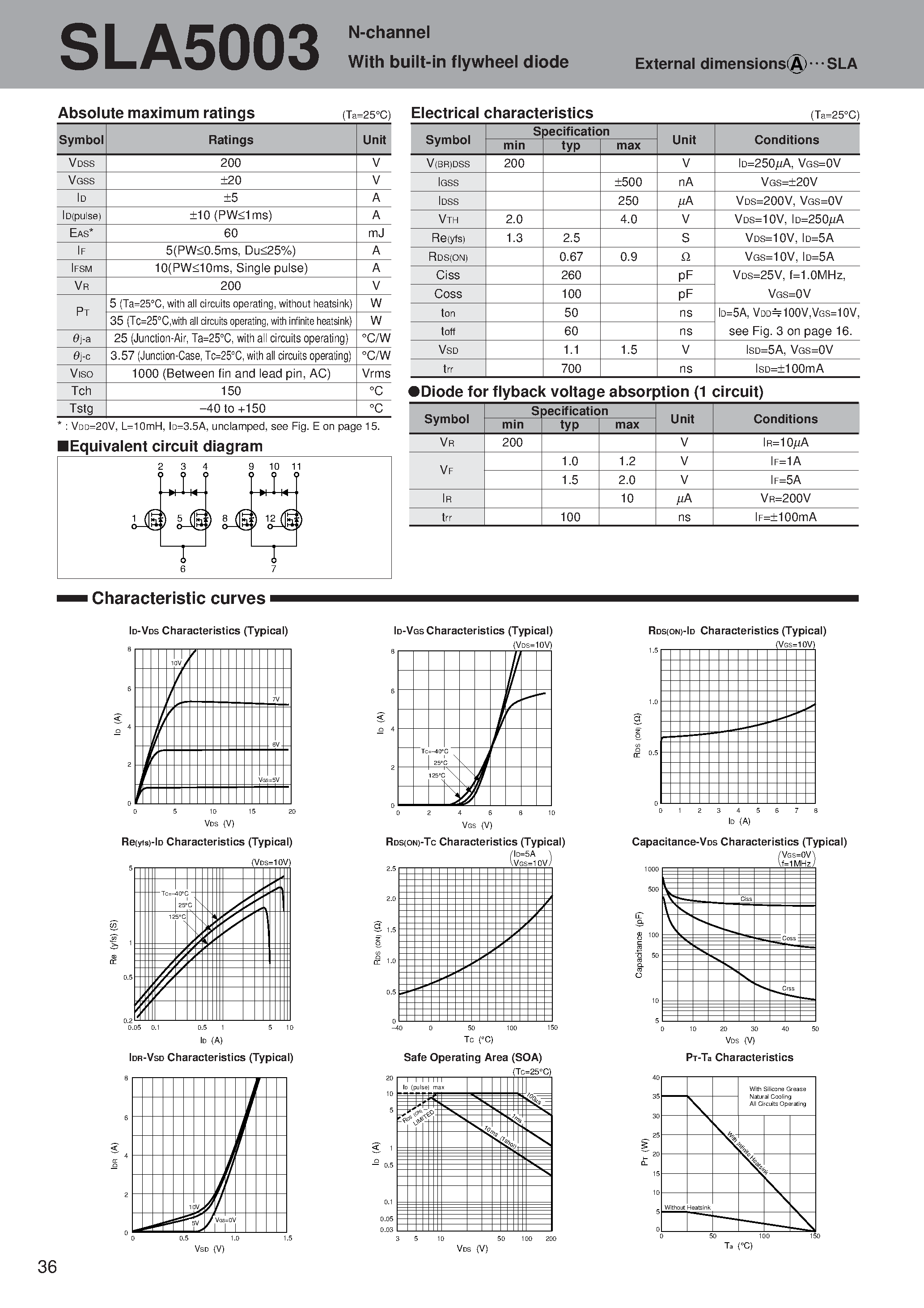 Datasheet SLA5003 page 1 Datasheet SLA5003 - N-channel With built-in flywheel diode page 1