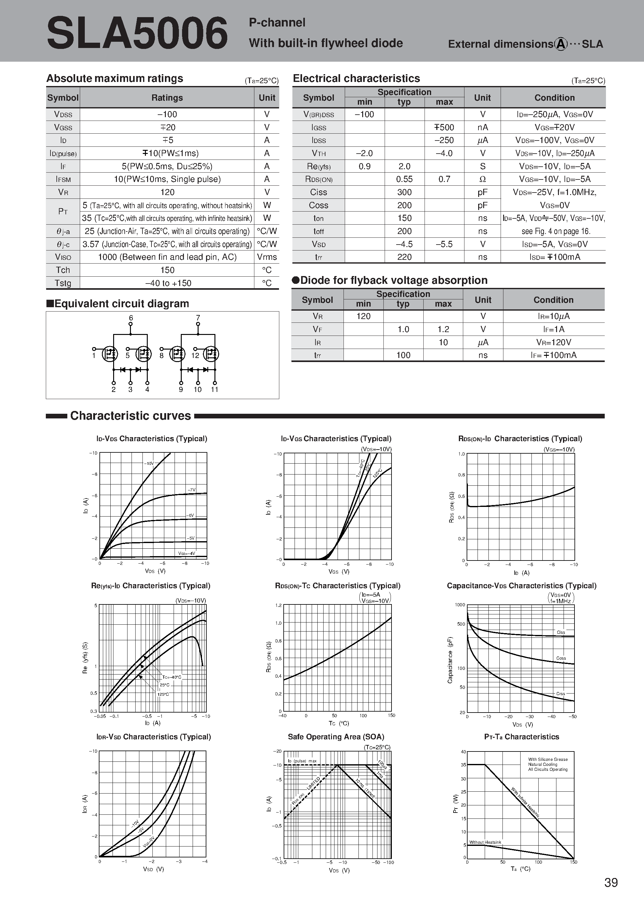 Datasheet SLA5006 - P-channel With built-in flywheel diode page 1