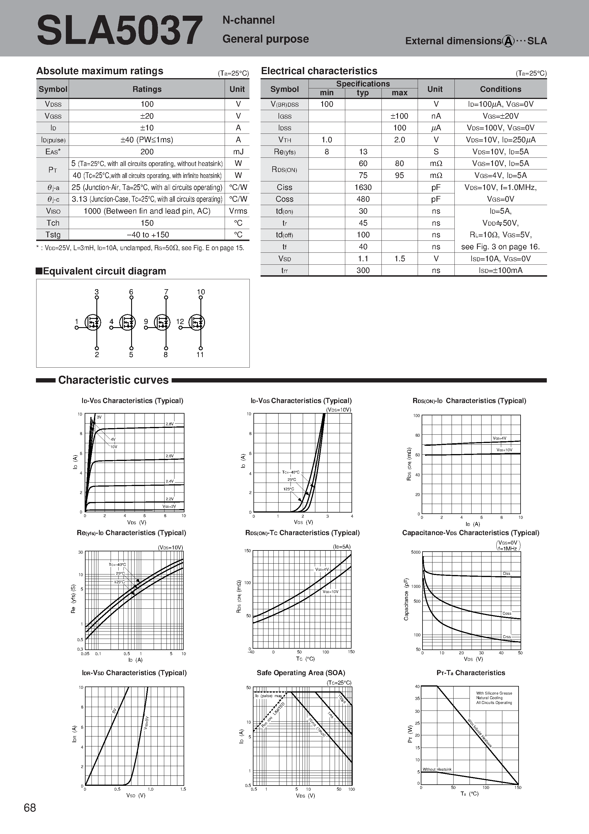 Datasheet SLA5037 - N-channel General purpose page 1