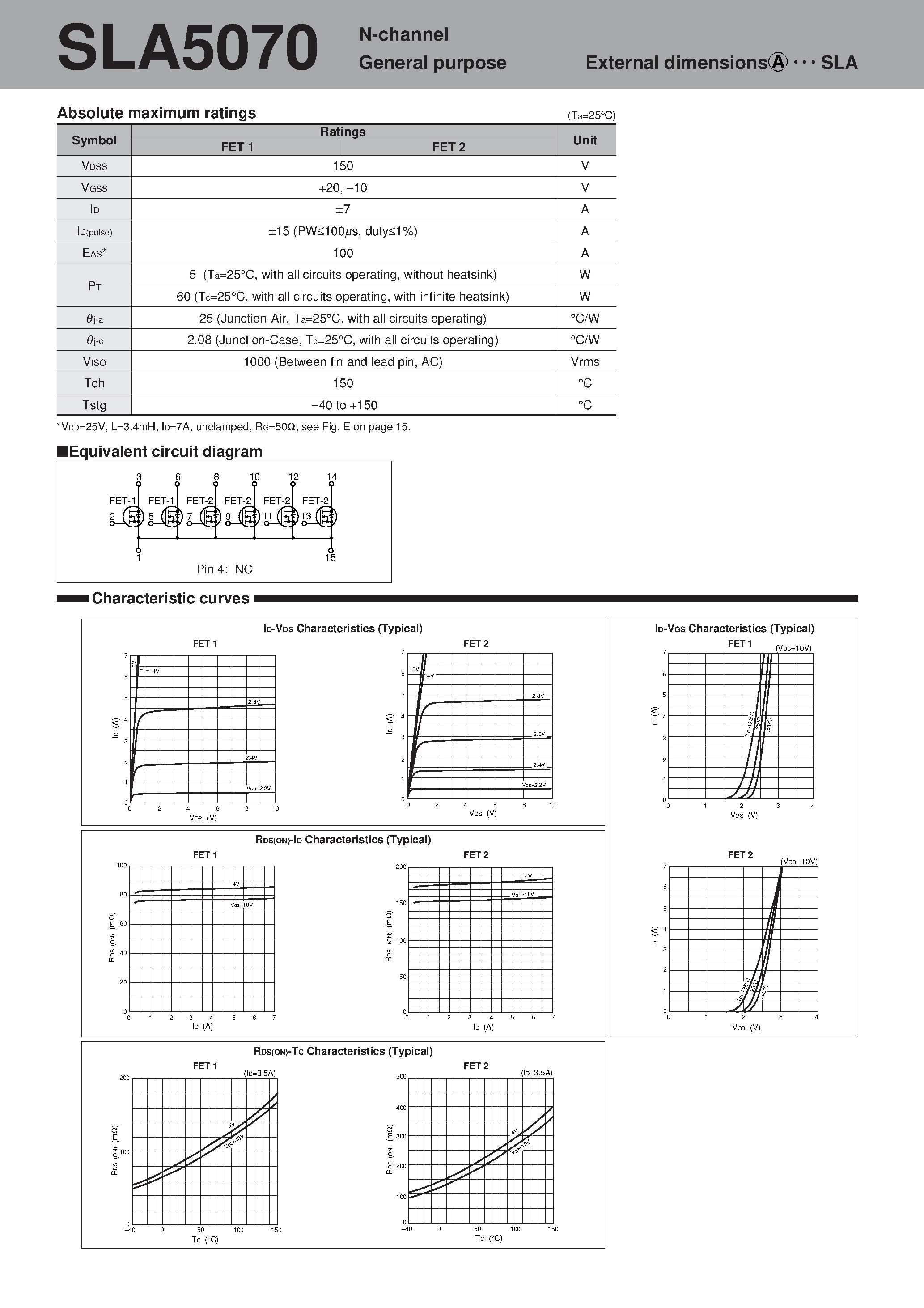 Datasheet SLA5070 - N-channel General purpose page 1