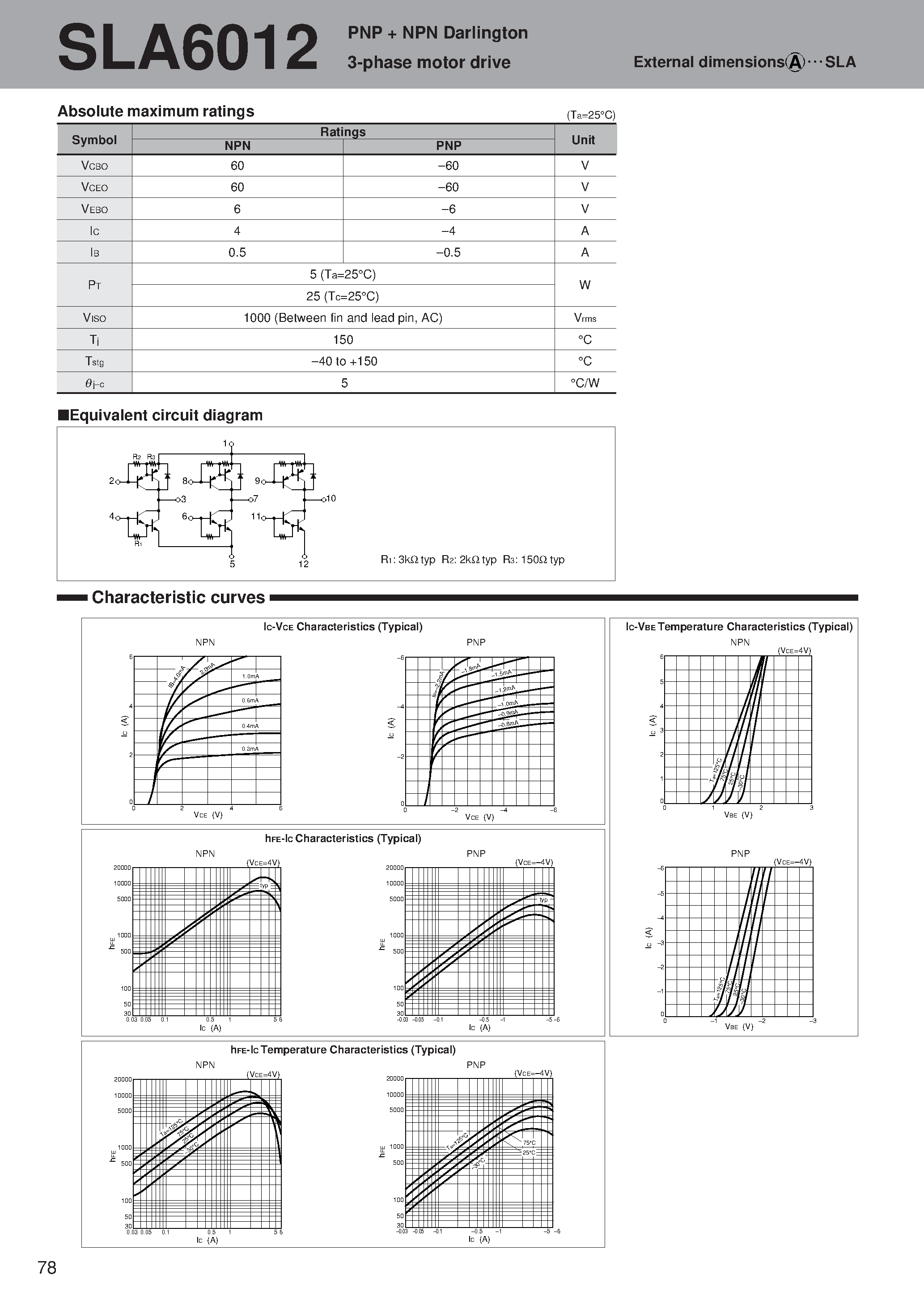 Datasheet SLA6012 - PNP NPN Darlington 3-phase motor drive page 1