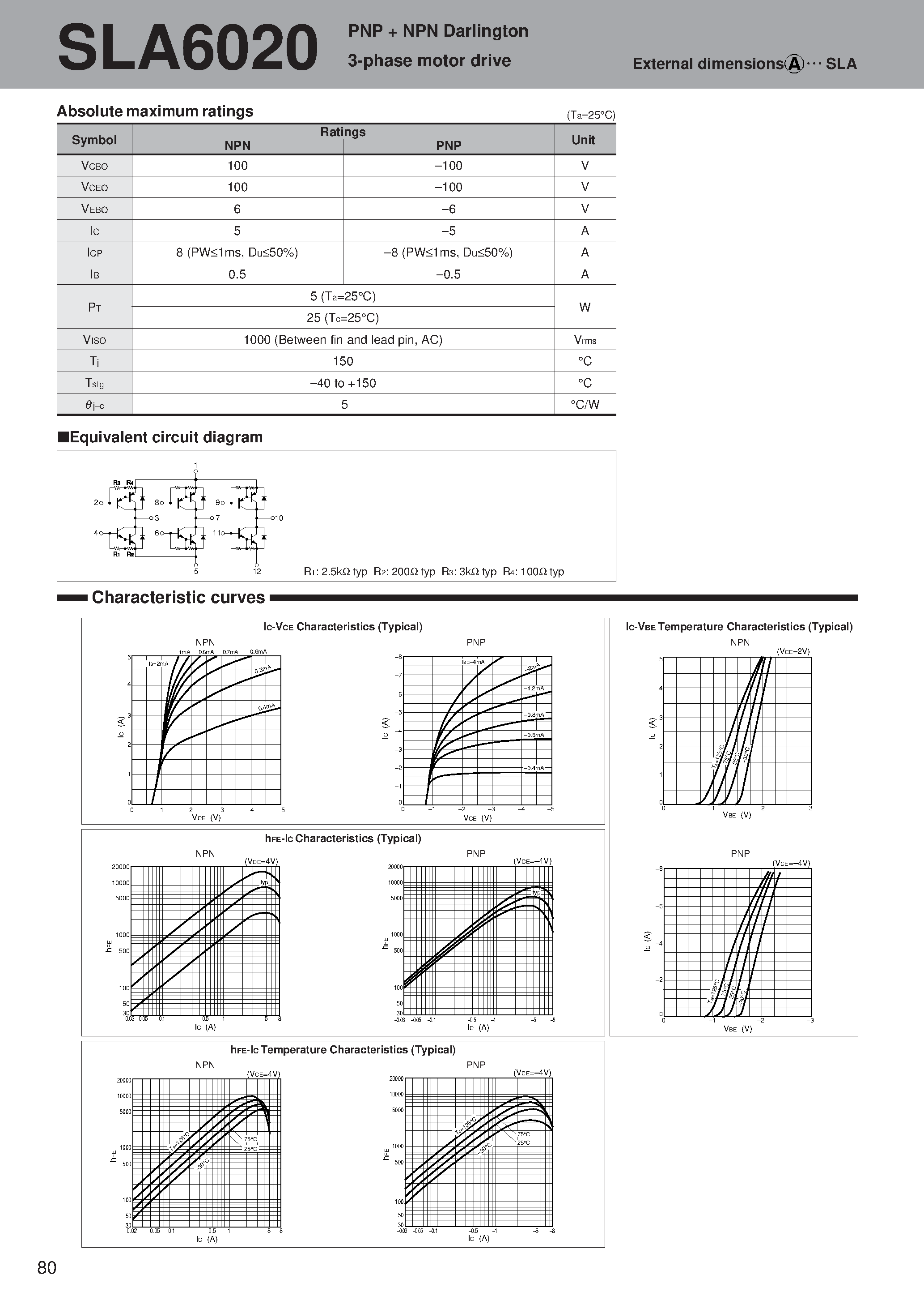 Datasheet SLA6020 - PNP + NPN Darlington 3-phase motor drive page 1