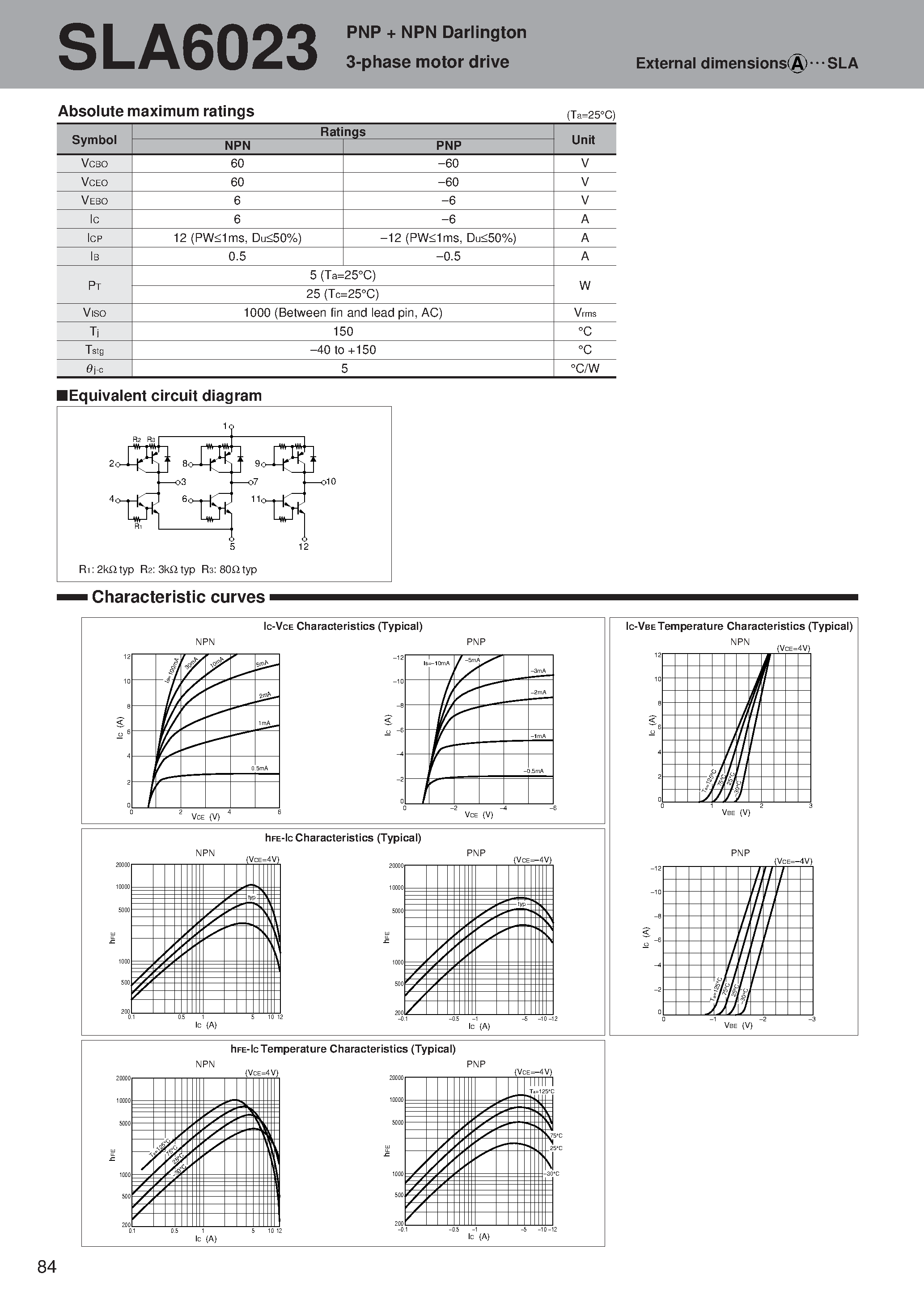 Datasheet SLA6023 - PNP + NPN Darlington 3-phase motor drive page 1
