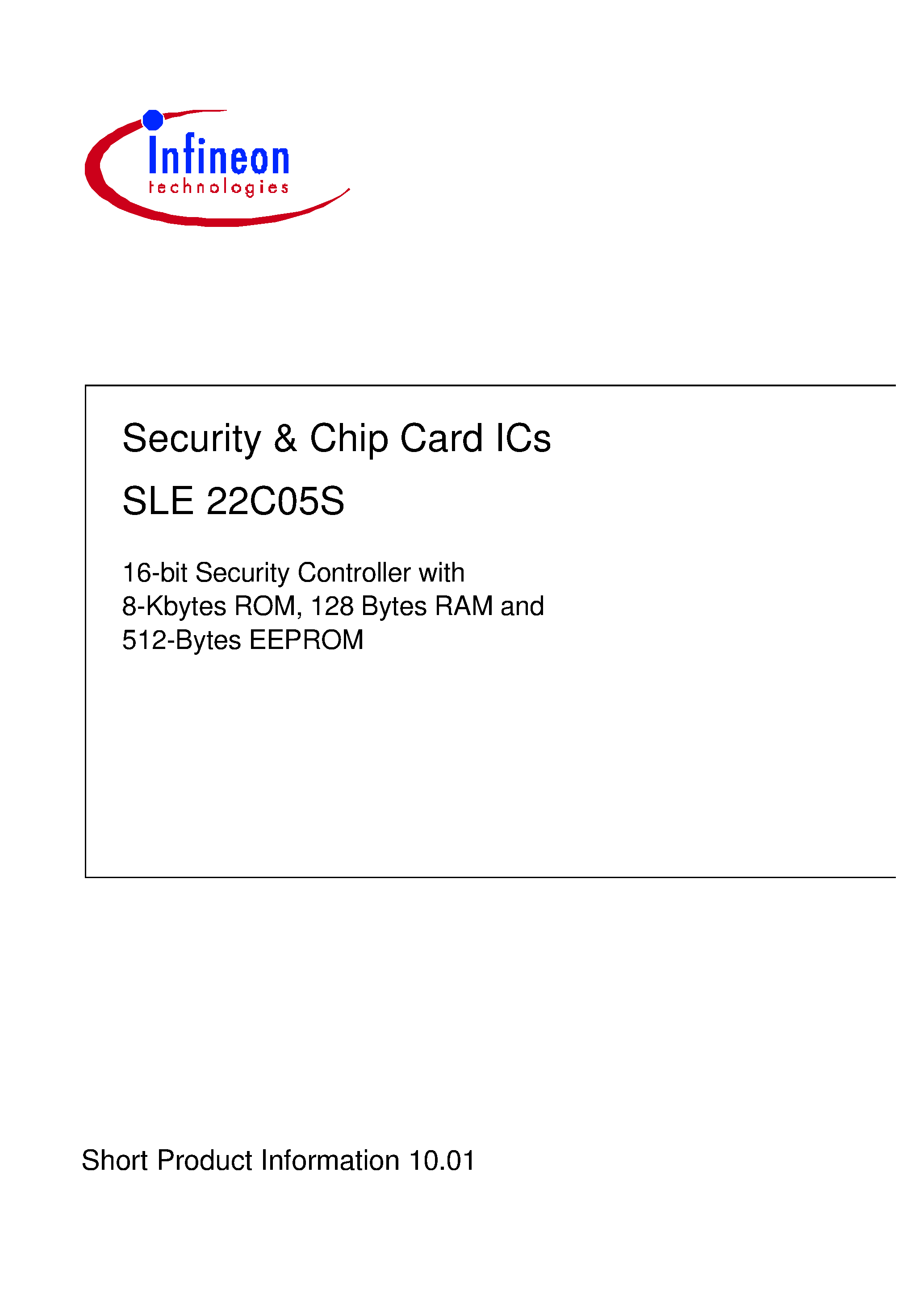 Datasheet SLE22C05S-V5-T85-C - Security & Chip Card ICs page 1