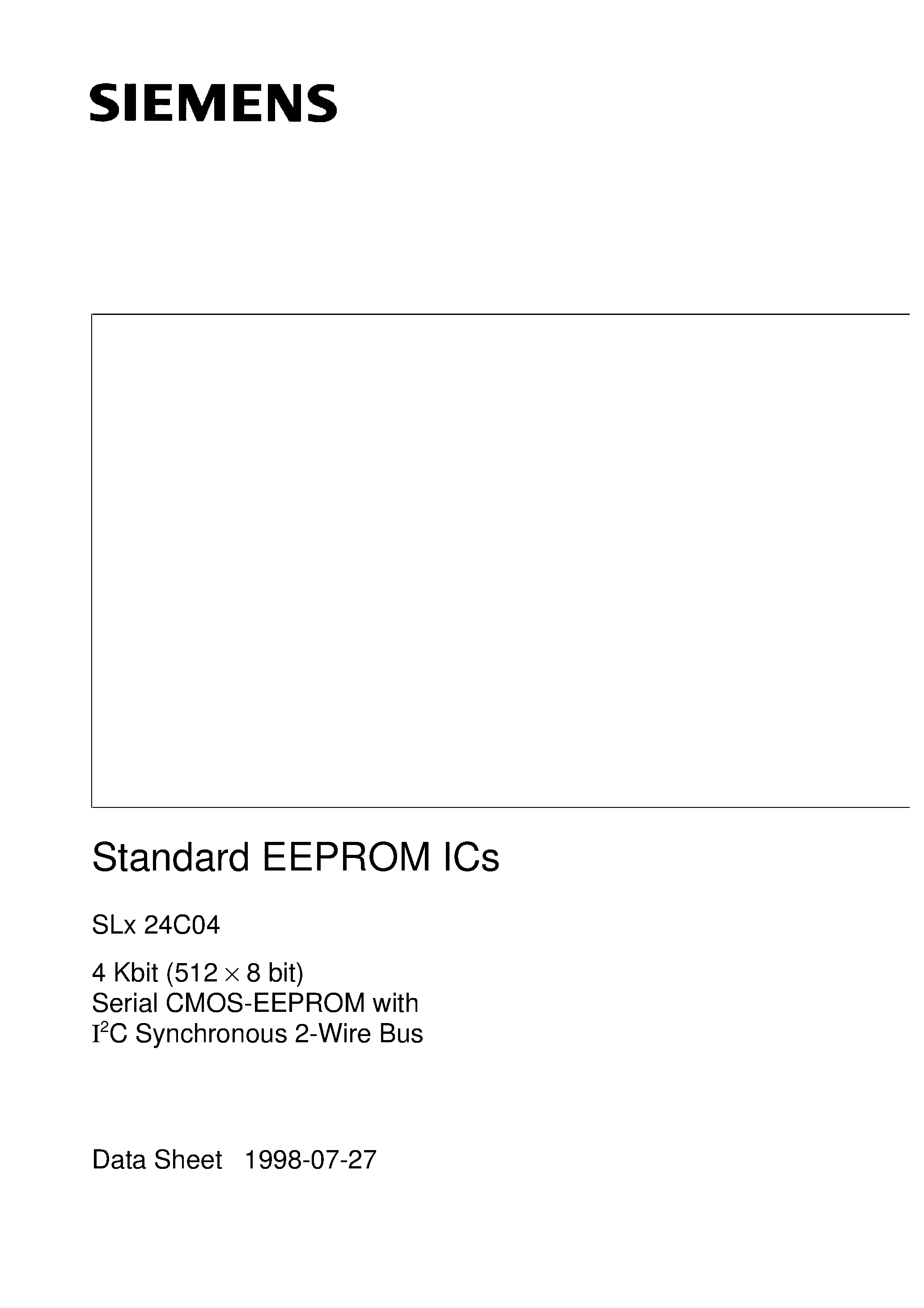 Datasheet SLE24C04-D - 4 Kbit 512 x 8 bit Serial CMOS EEPROMs/ I2C Synchronous 2-Wire Bus page 1