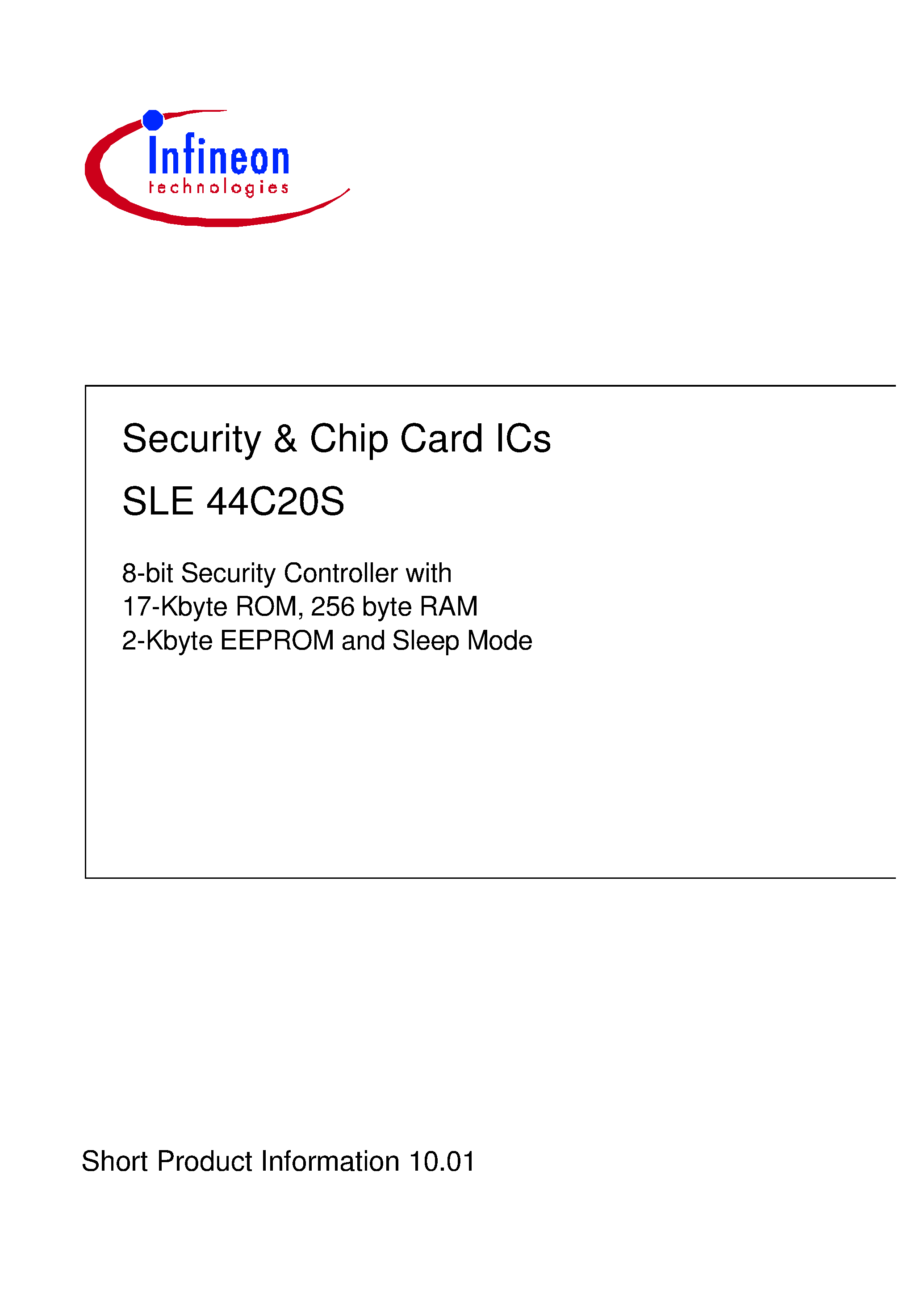 Datasheet SLE44C20S-V5-T85-C - Security & Chip Card ICs page 1