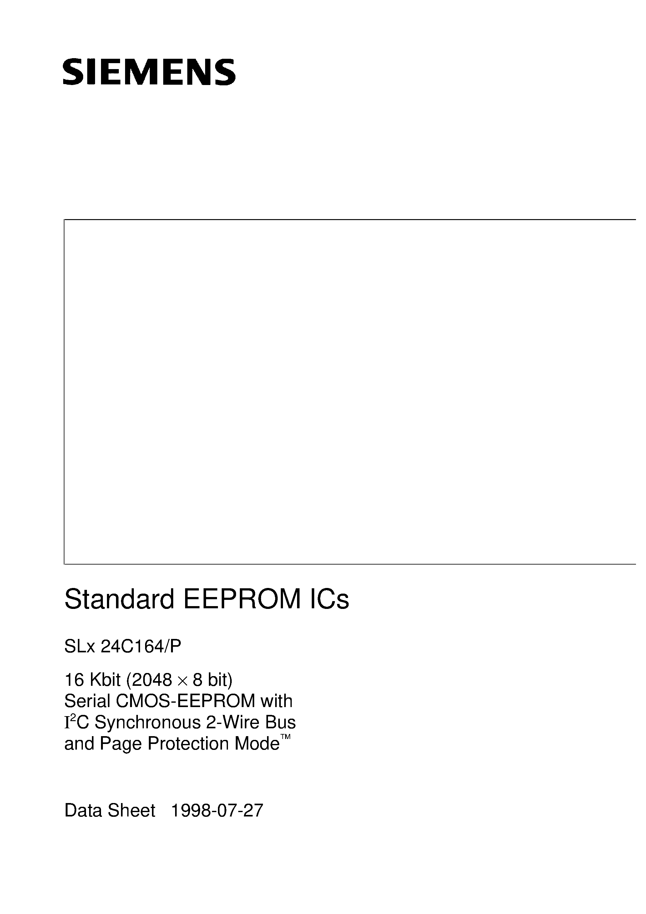 Datasheet SLX24C164P - 16 Kbit 2048 x 8 bit Serial CMOS EEPROMs/ I2C Synchronous 2-Wire Bus/ Page Protection Mode page 1