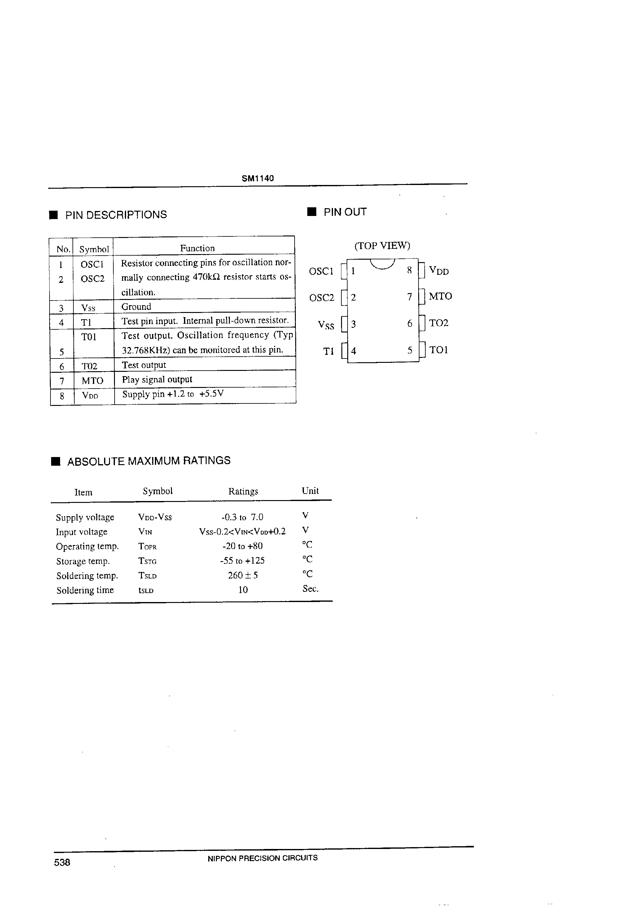 Даташит на микросхему SM1140 страница 2 Даташит SM1140 - Chord Melody страница 2