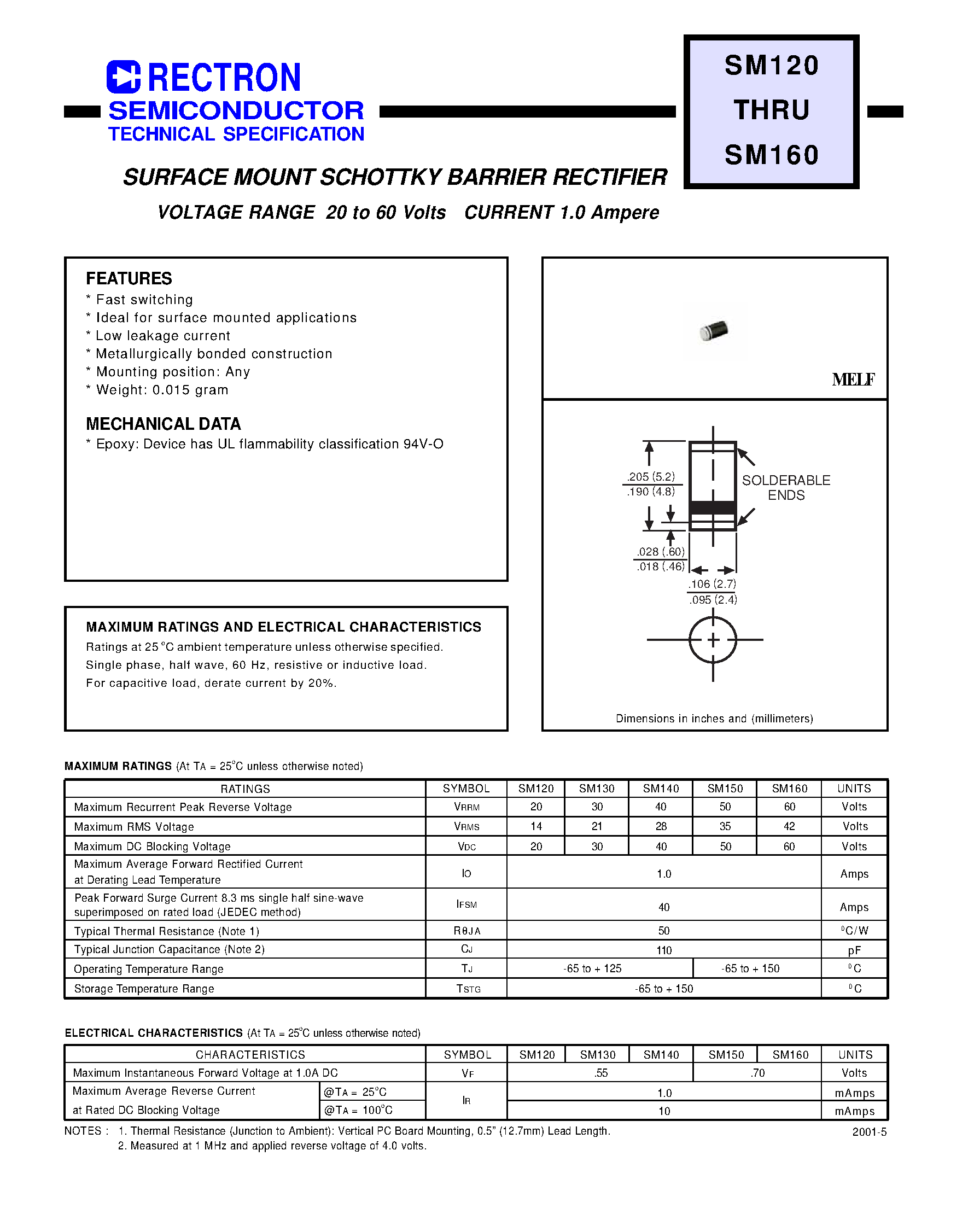 Даташит на микросхему SM150 страница 1 Даташит SM150 - SURFACE MOUNT SCHOTTKY BARRIER RECTIFIER (VOLTAGE RANGE 20 to 60 Volts CURRENT 1.0 Ampere) страница 1