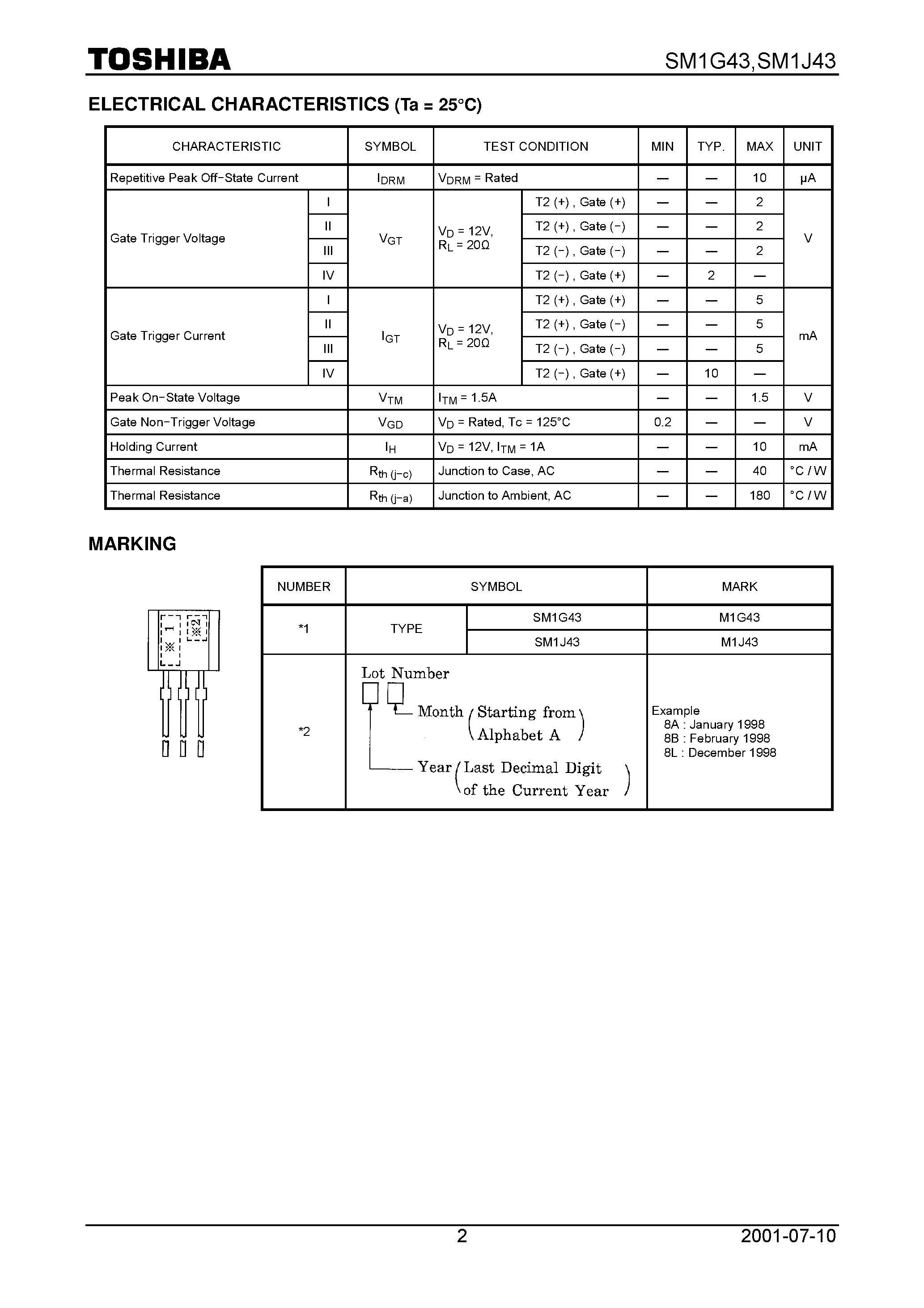 Даташит на микросхему SM1J43 страница 2 Даташит SM1J43 - AC POWER CONTROL APPLICATIONS страница 2