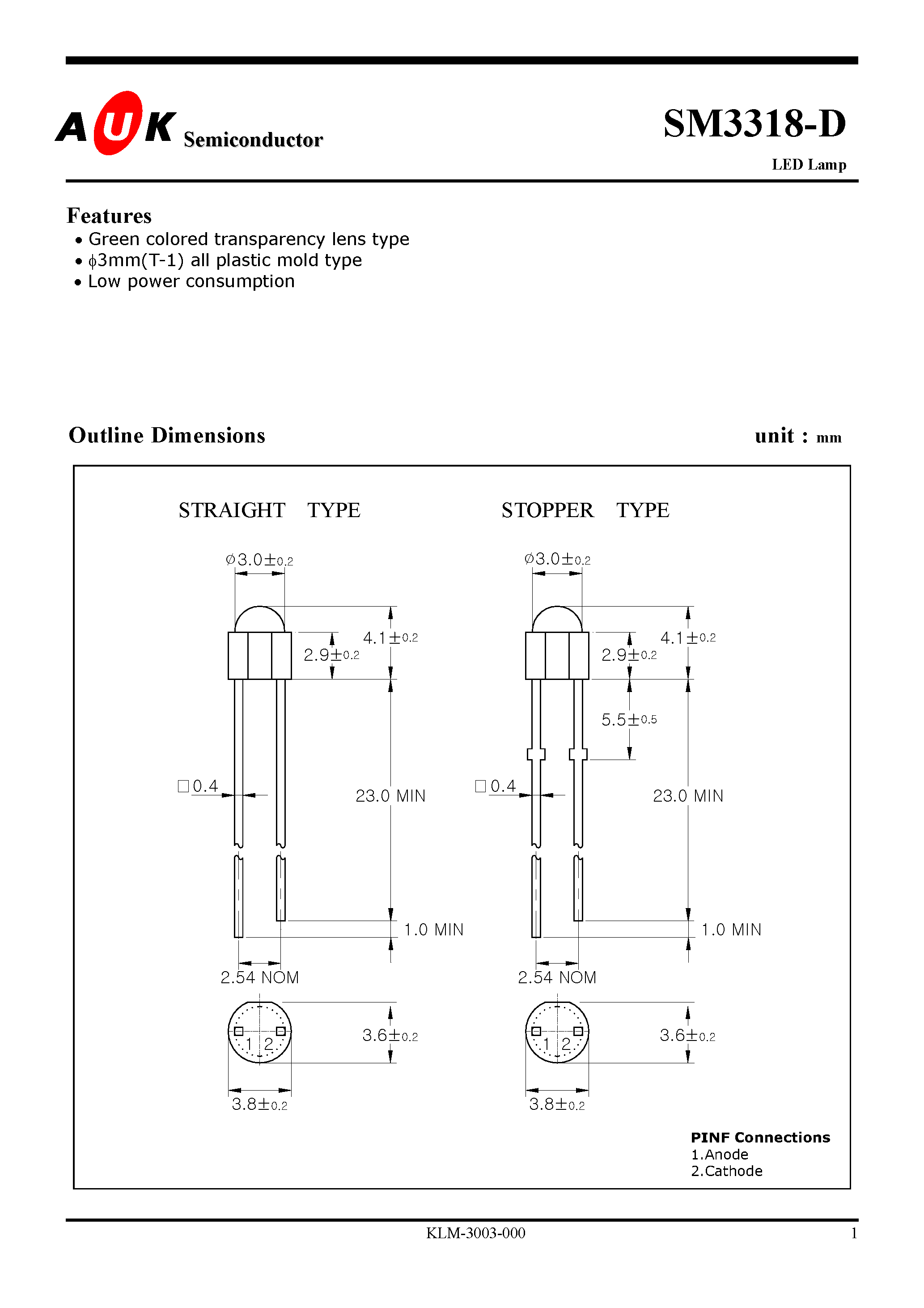 Datasheet SM3318-D page 1 Datasheet SM3318-D - LED Lamp page 1