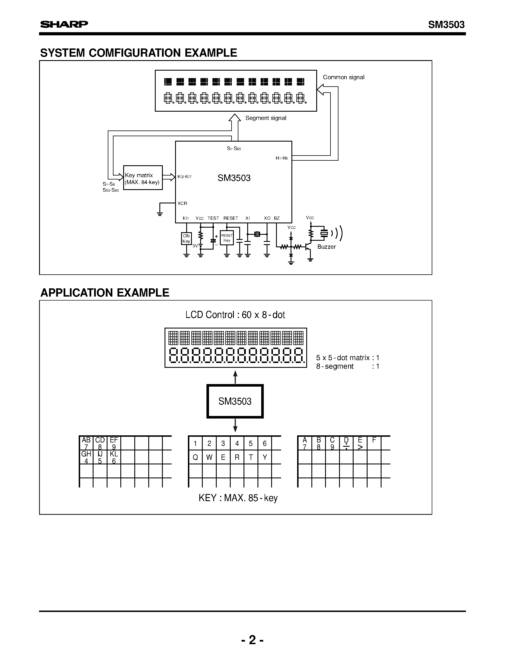 Datasheet SM3503 - 4-Bit Single-Chip Microcomputer(For Data Bank Use) page 2