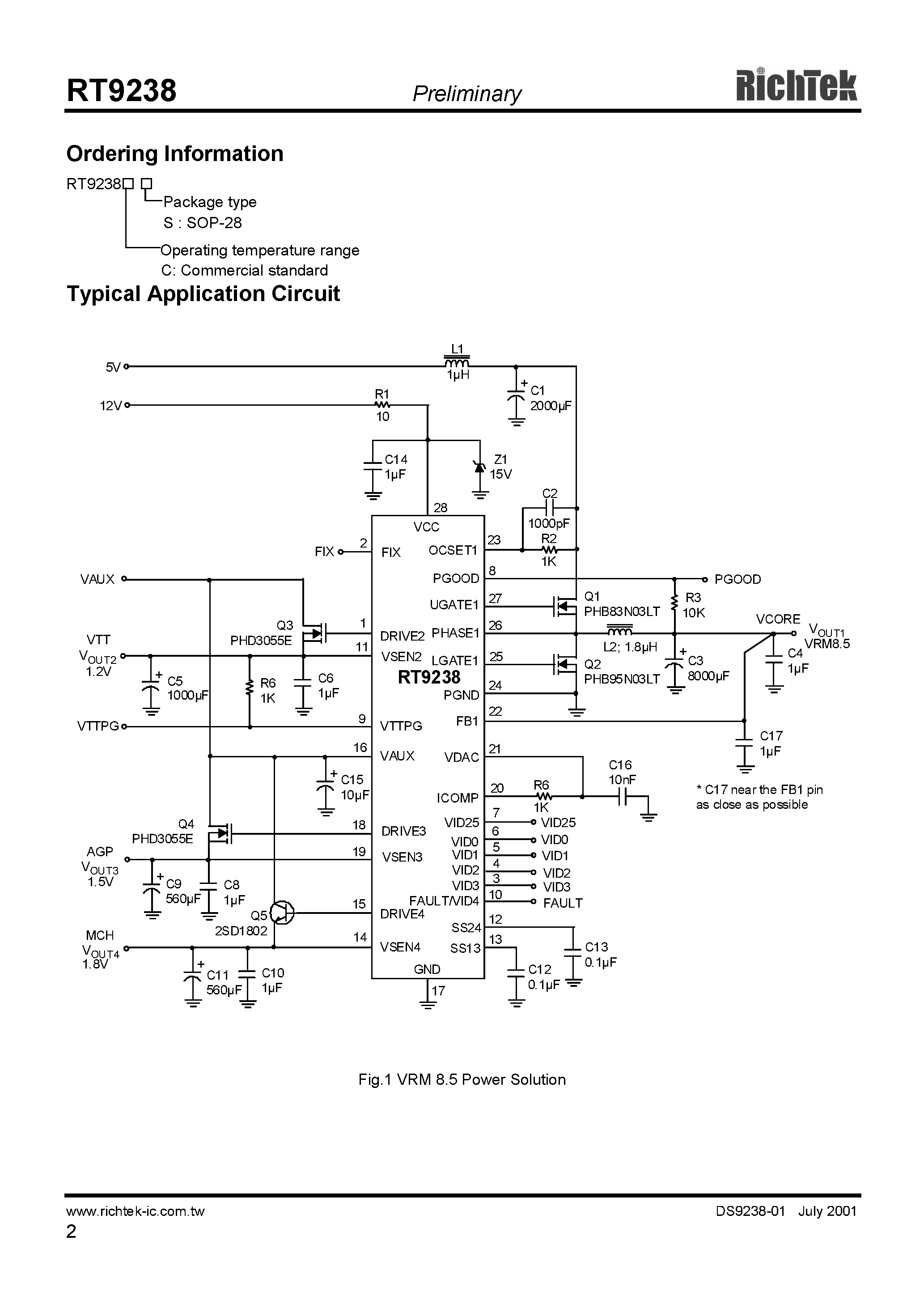 Datasheet RT9238CS page 2 Datasheet RT9238CS - VRM 8.5 PWM AND TRIPLE LINEAR POWER SYSTEM CONTROLLER page 2
