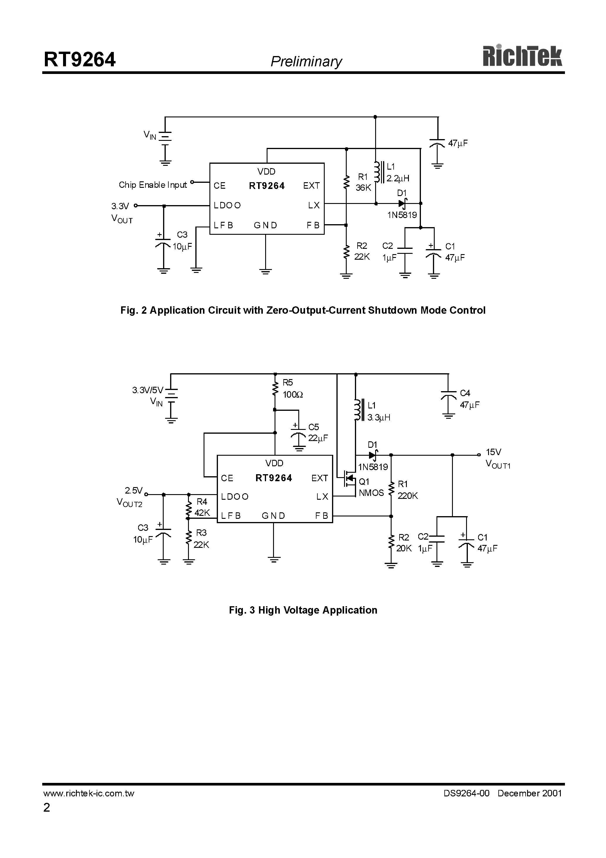 Datasheet RT9264CS - HIGH FREQUENCY HIGH EFFICIENCY STEP UP DC/DC CONVERTER page 2