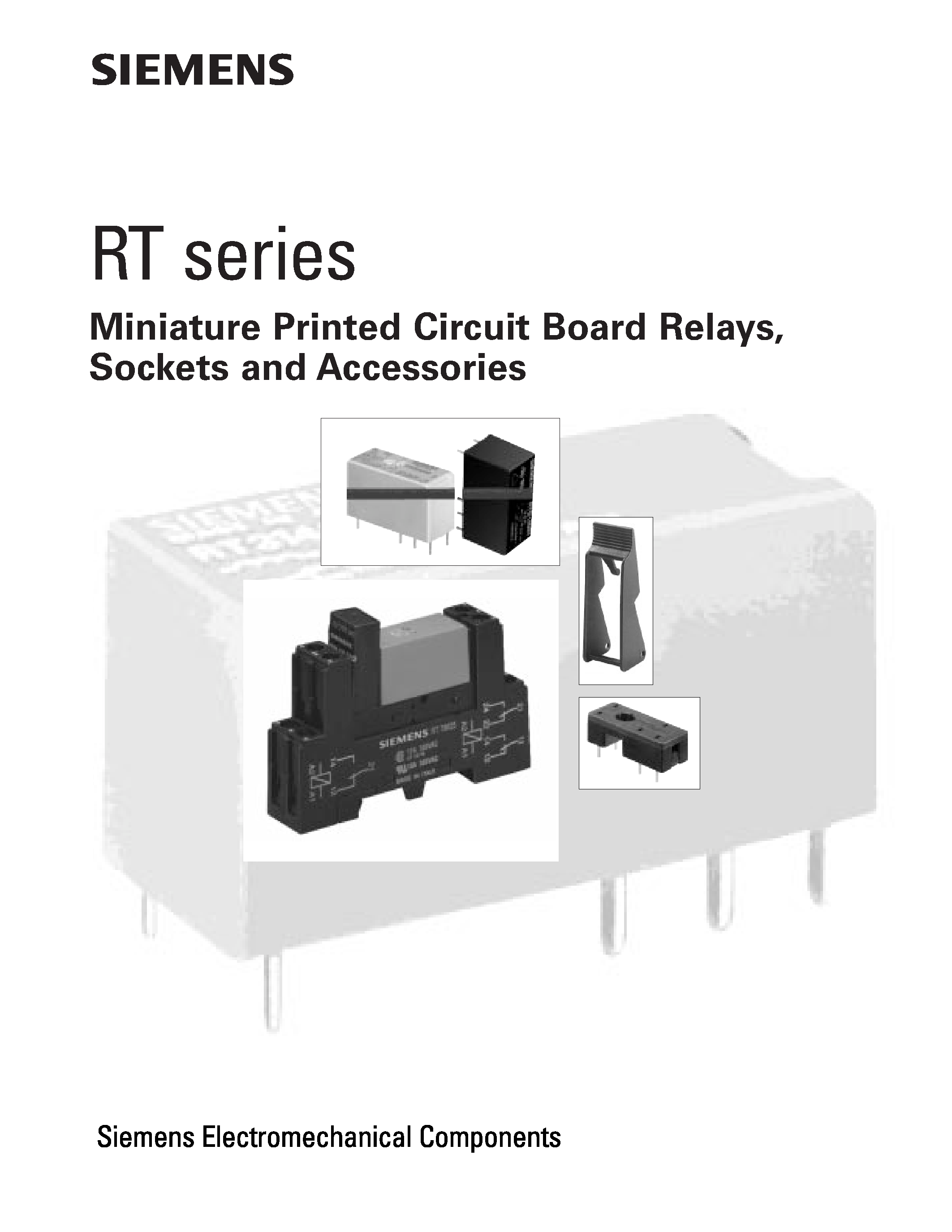 Даташит RTB34024 - Miniature Printed Circuit Board Relays/ Sockets and Accessories страница 1