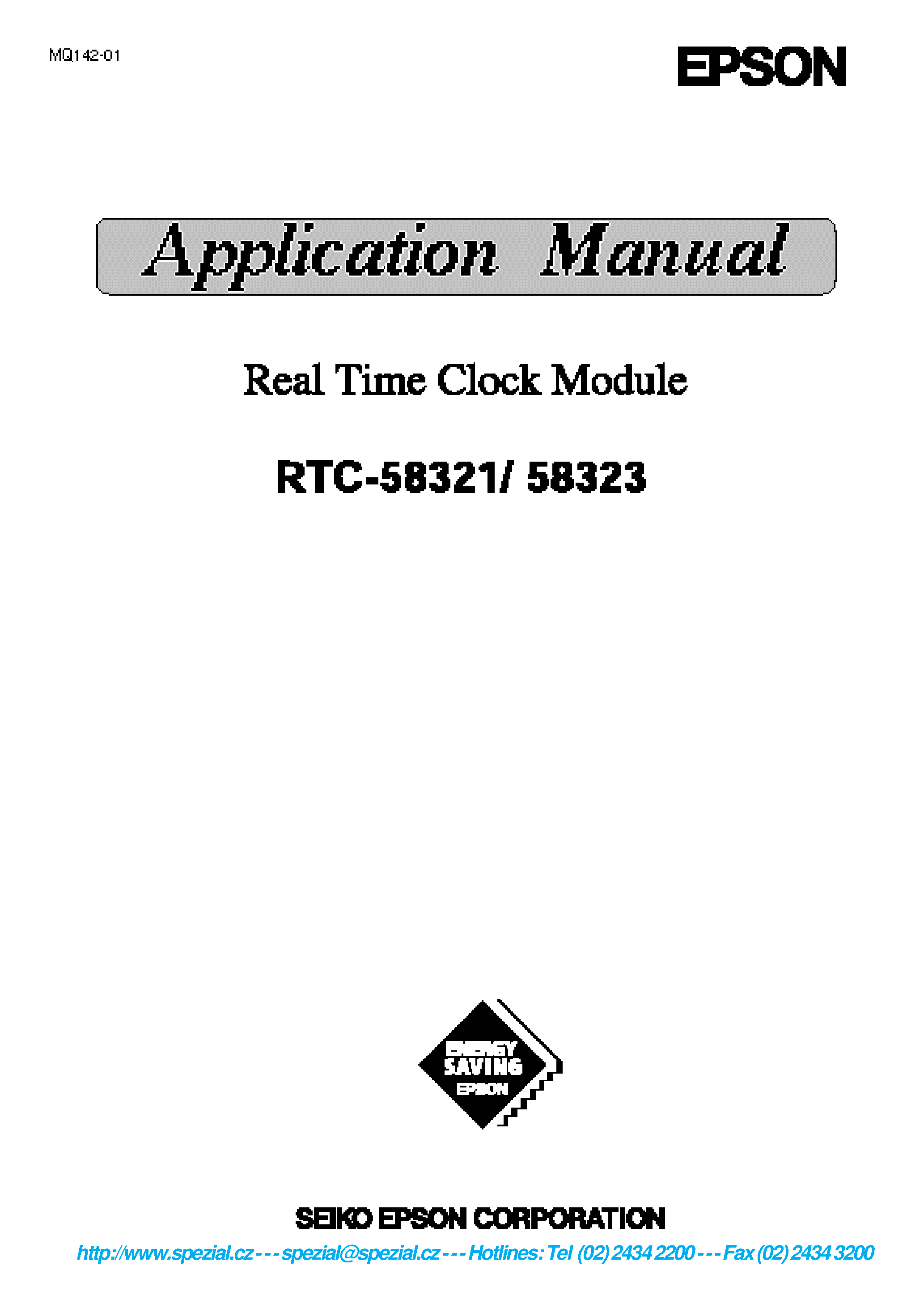 Даташит RTC58321 - Real time clock module(4-bit I/O CONNECTION REAL TIME CLOCK MODULE) страница 1