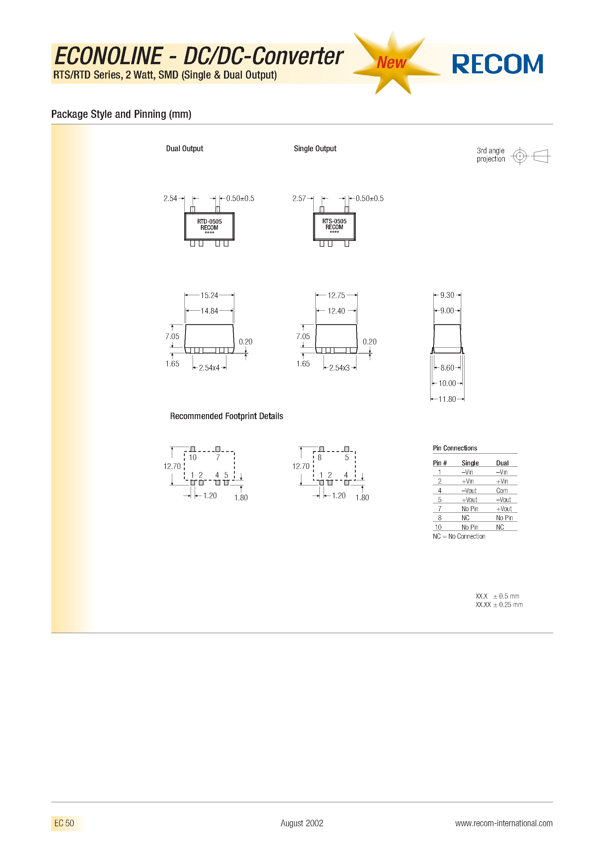Datasheet RTD-3.315 - ECONOLINE - DC/DC - CONVERTER page 2