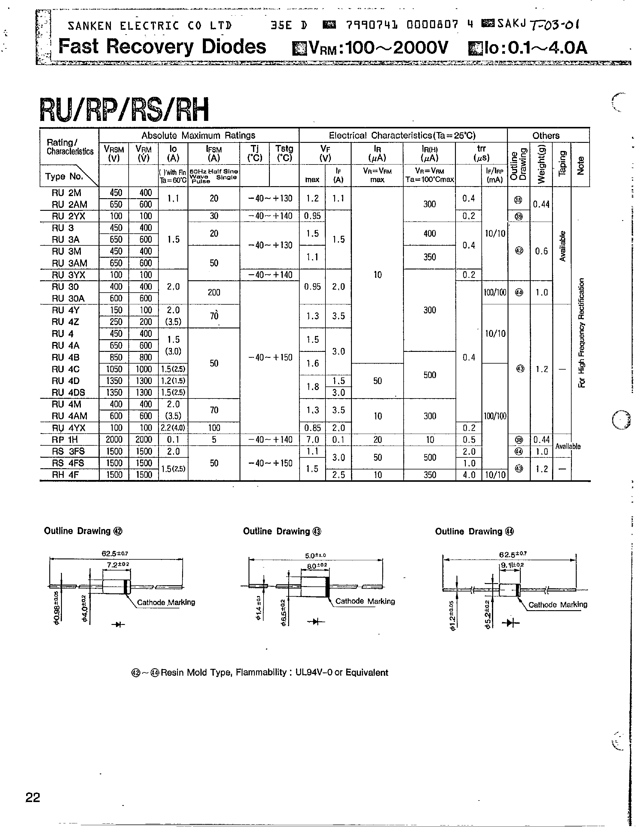 Даташит на микросхему RU30 страница 1 Даташит RU30 - Fast-Recovery Rectifier Diodes страница 1