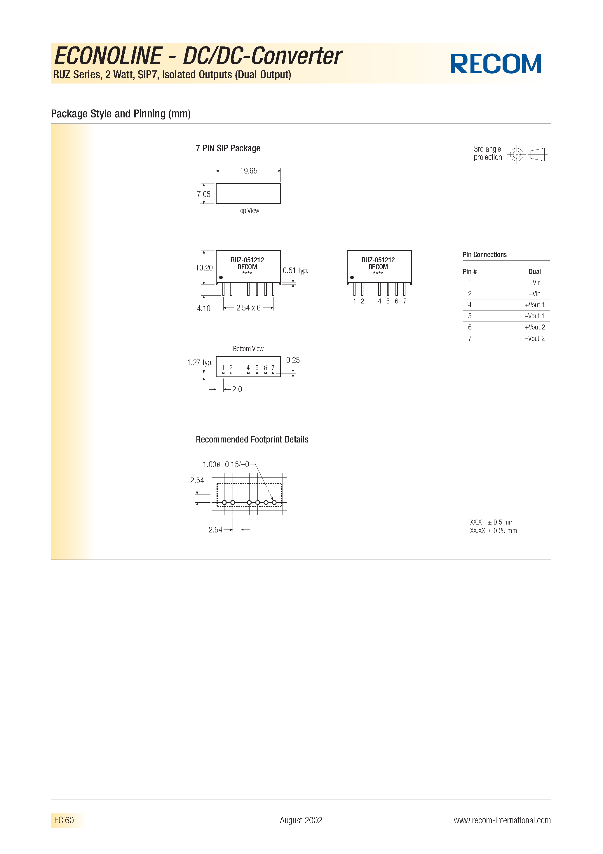 Datasheet RUZ-243.33.3 - ECONOLINE - DC/DC - CONVERTER page 2