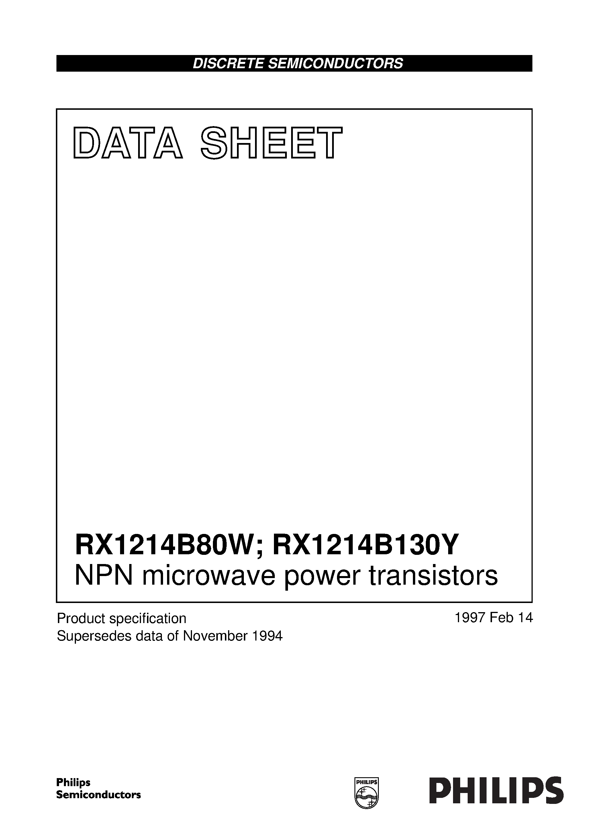 Datasheet RX1214B80W - NPN microwave power transistors page 1