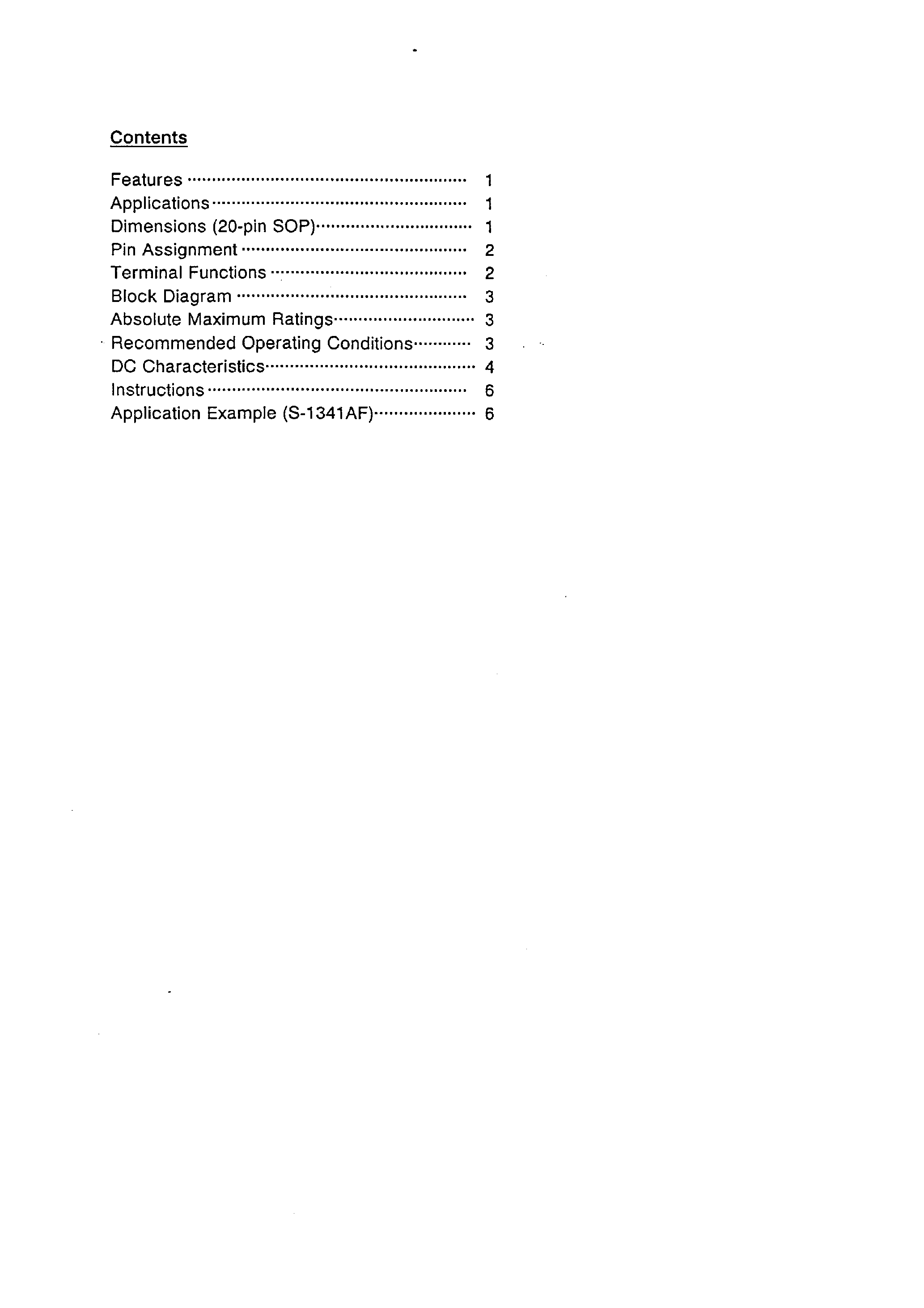 Datasheet S-1341AF page 1 Datasheet S-1341AF - CMOS 4-bit 1-chip MICROCOMPUTER page 1